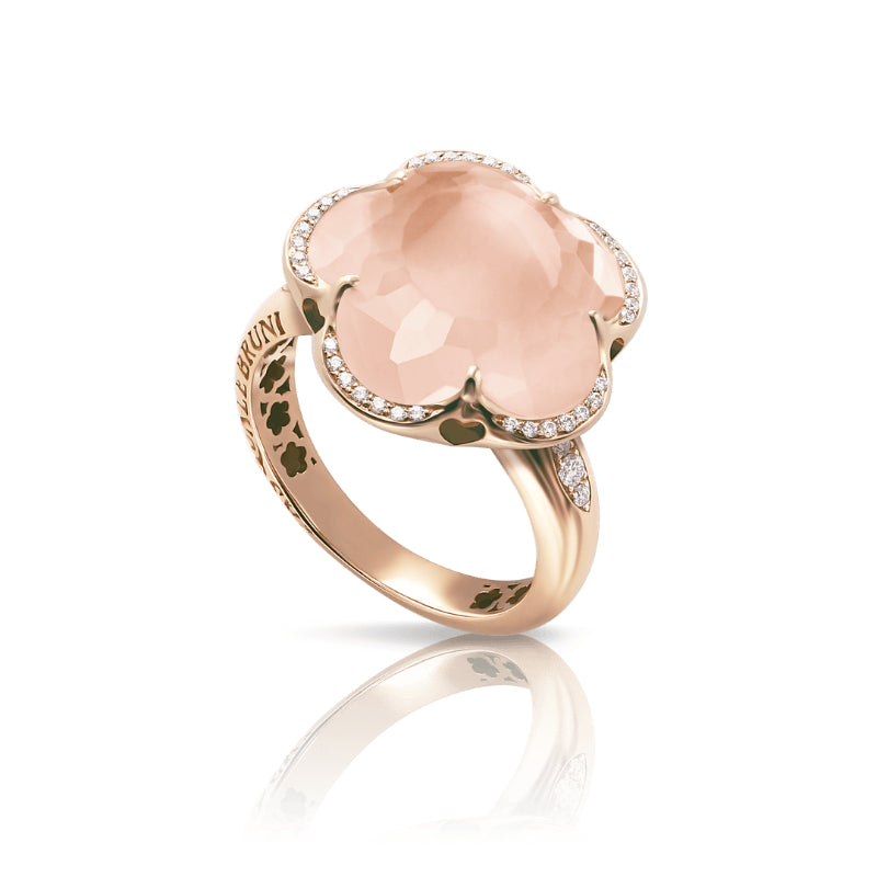 Bon Ton Ring in 18K Rose Gold with Rose Quartz and White Diamonds.