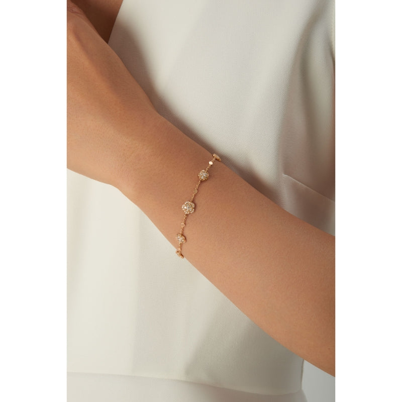 Figlia dei Fiori Bracelet in 18K Rose Gold with White and Champagne Diamonds.