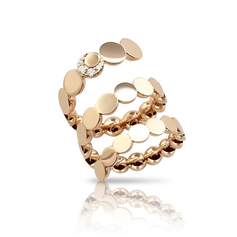 Luce Three Twist Ring in 18K Rose Gold with White Diamonds.