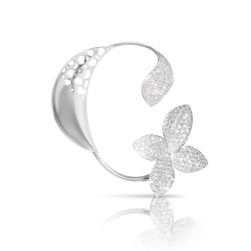 Giardini Segreti Right Ear Cuff in 18K White Gold with White Diamonds.