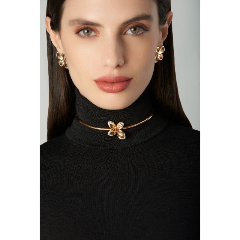 Giardini Segreti Choker in 18K Rose Gold with White Diamonds.