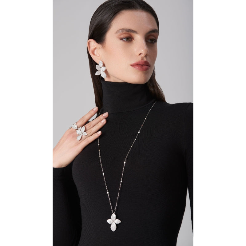 Giardini Segreti Necklace in 18K White Gold with White Diamonds.