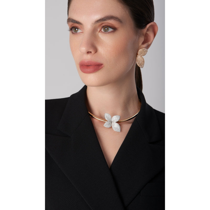 Giardini Segreti Earrings in 18K Rose Gold with White Diamonds.