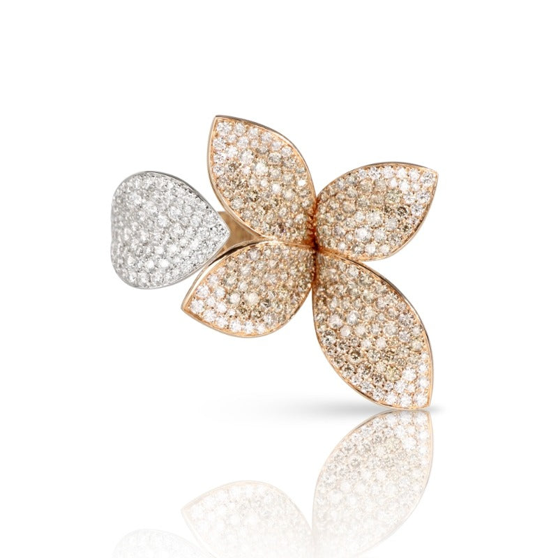 Giardini Segreti Ring in 18K White and Rose Gold with White and Champagne Diamonds.