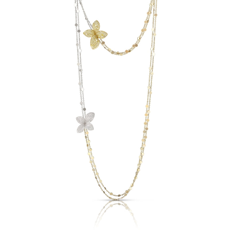 Giardini Segreti Aura Sautoir in 18K White and Yellow Gold with White and Fancy Yellow Diamonds.