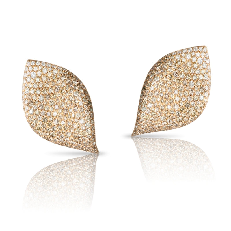 Aleluiá XL Earrings in 18K Rose Gold with White and Champagne Diamonds.