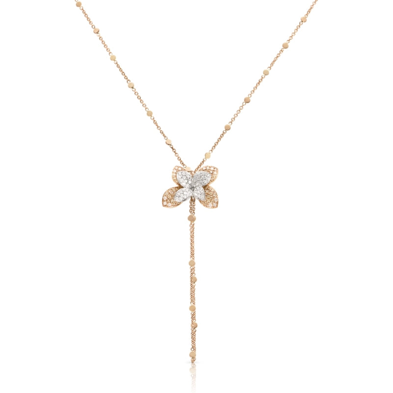 Petit Garden Necklace in 18K Rose and White Gold with White and Champagne Diamonds.