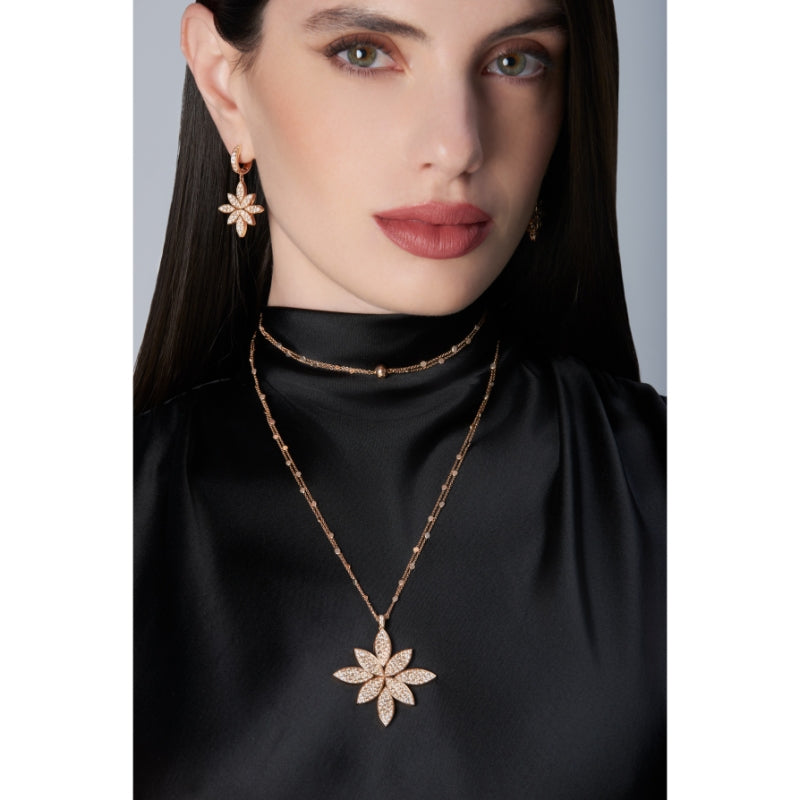 Ghirlanda Necklace in 18K Rose Gold with White and Champagne Diamonds.