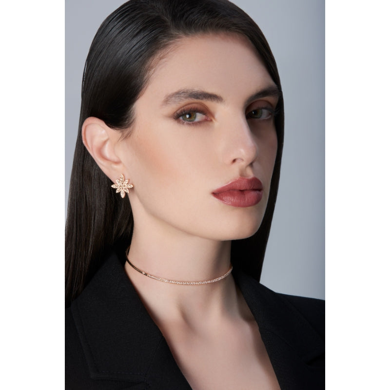 Ghirlanda Choker in 18K Rose Gold with White and Champagne Diamonds.
