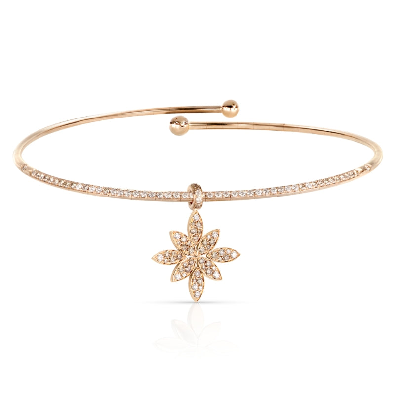 Ghirlanda Choker in 18K Rose Gold with White and Champagne Diamonds.