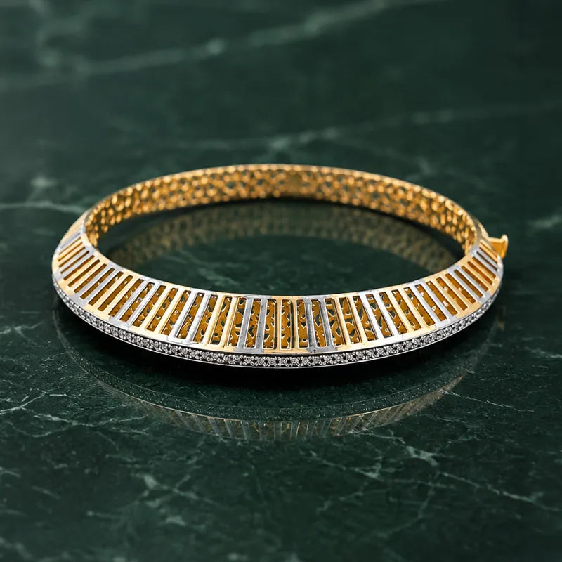 Elegant 18K Two Tone Gold Bangle Bracelet for Women with Sophisticated Style