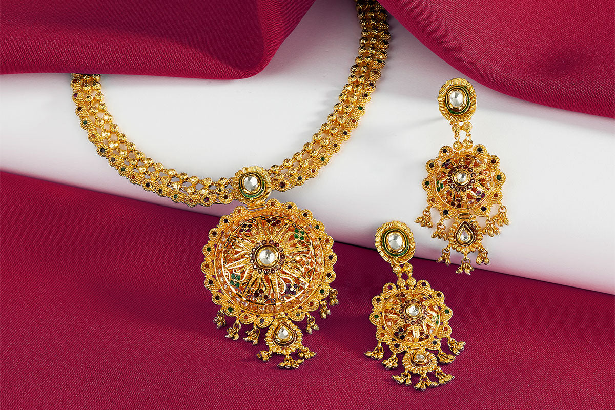 Shop Gold Pendant & Earrings Sets at Bhindi Jewelers
