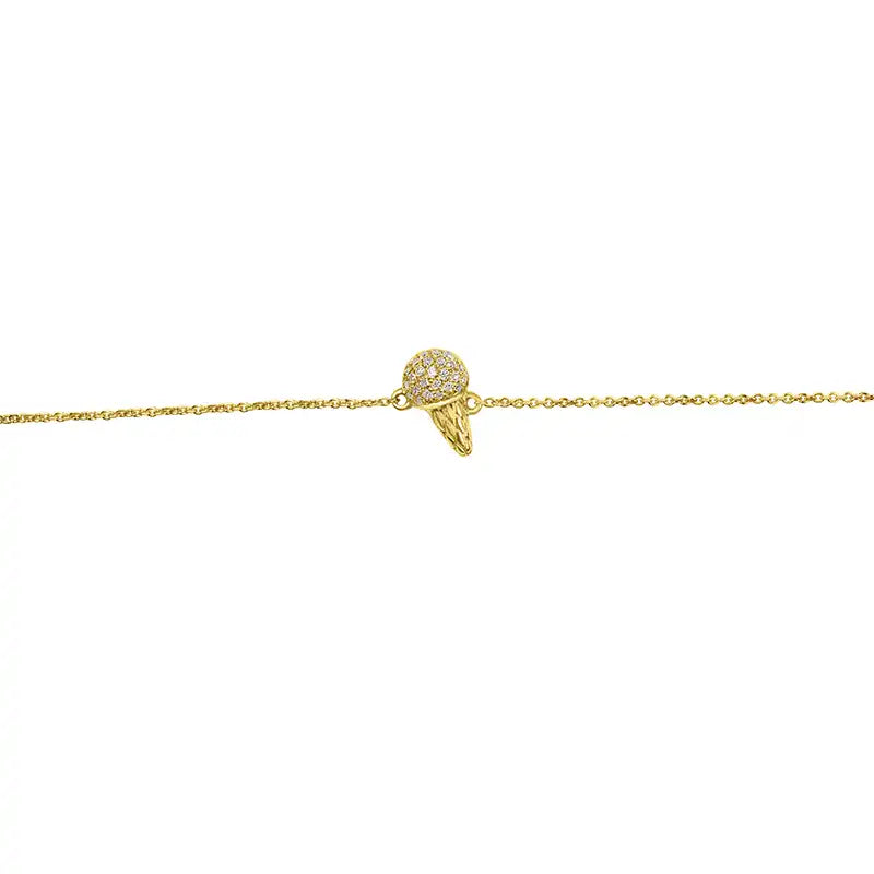 Elegant 18K Yellow Gold Baby Bracelet with Sweet Ice Cream Cone Charm for Little Girls