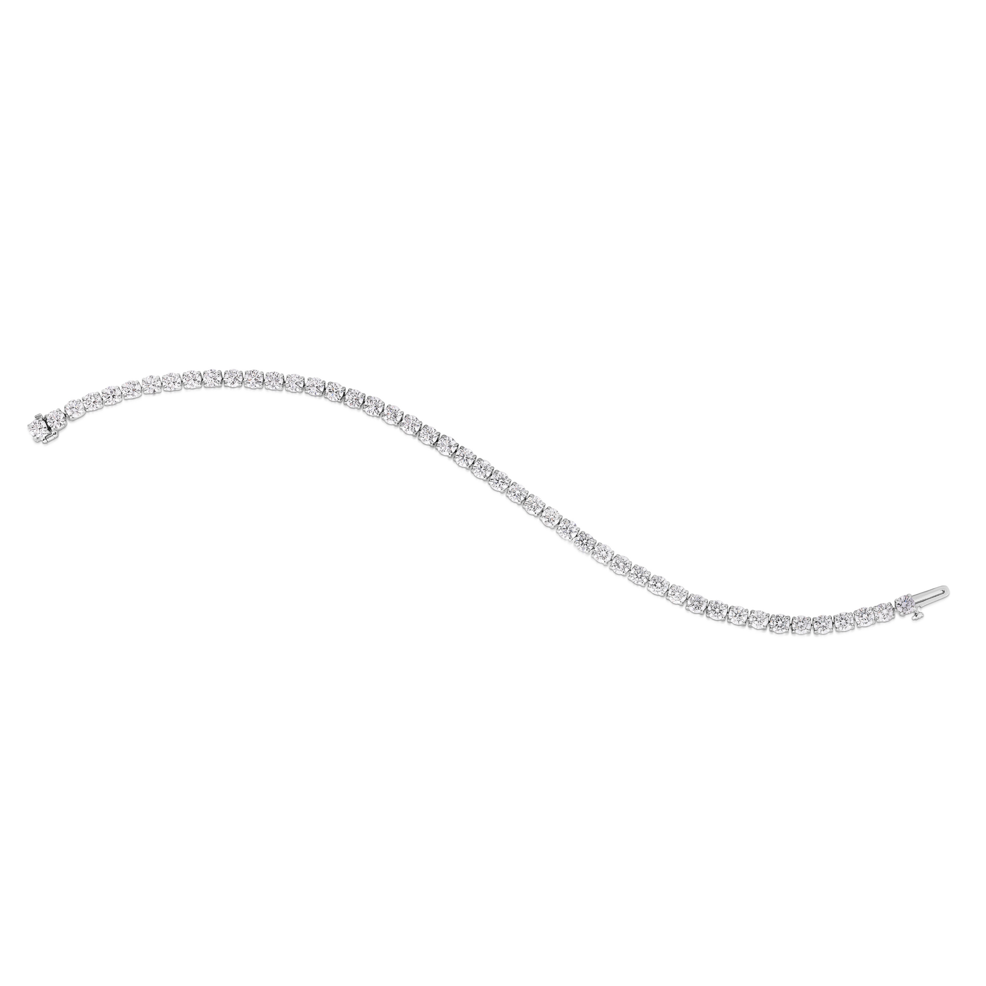 18K WHITE GOLD DIAMOND CLASSIC U SETTING DIAMOND TENNIS BRACELET: GH VS-SI
