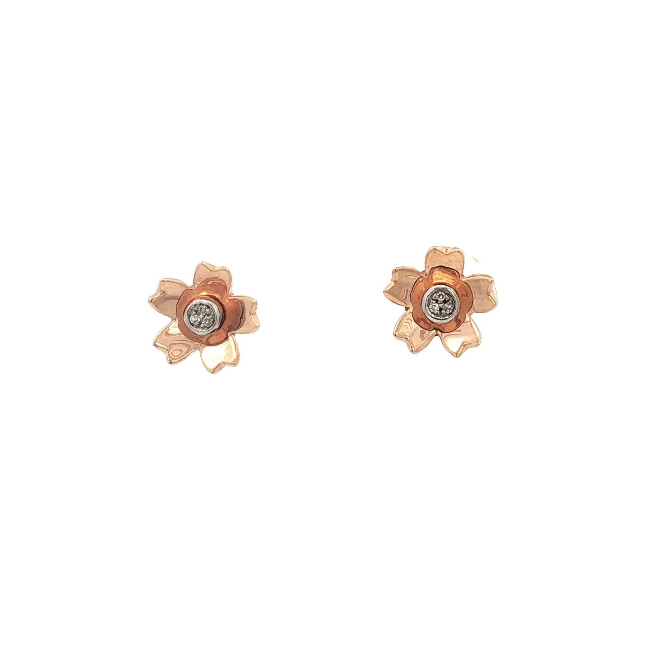 Elegant 18K Rose Gold Floral Pendant with Sparkling Diamonds for a Touch of Beauty