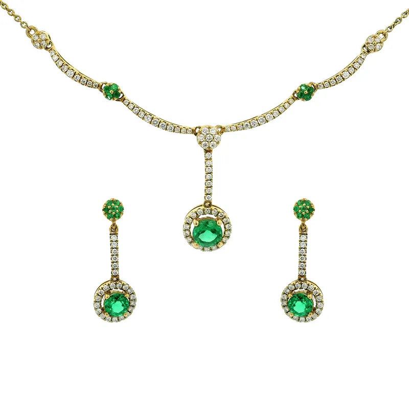 Emerald and Gold Diamond Necklace Set