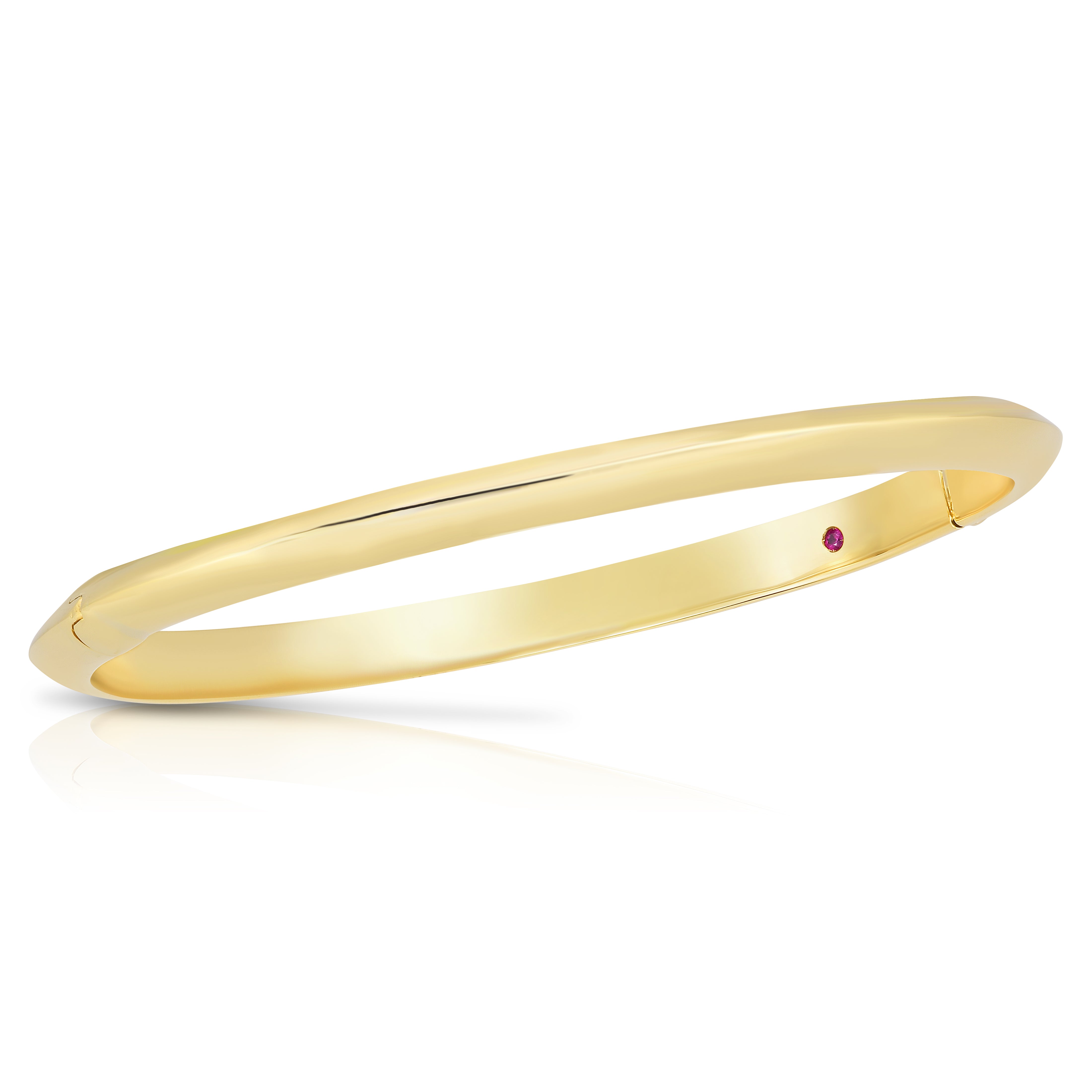 18K YELLOW DESIGNER GOLD KNIFED EDGE BANGLE