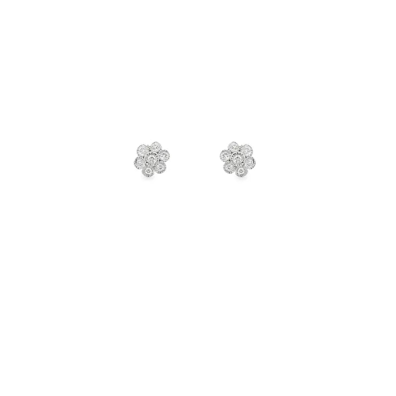 Elegant Floral Platinum Diamond Pendant Set