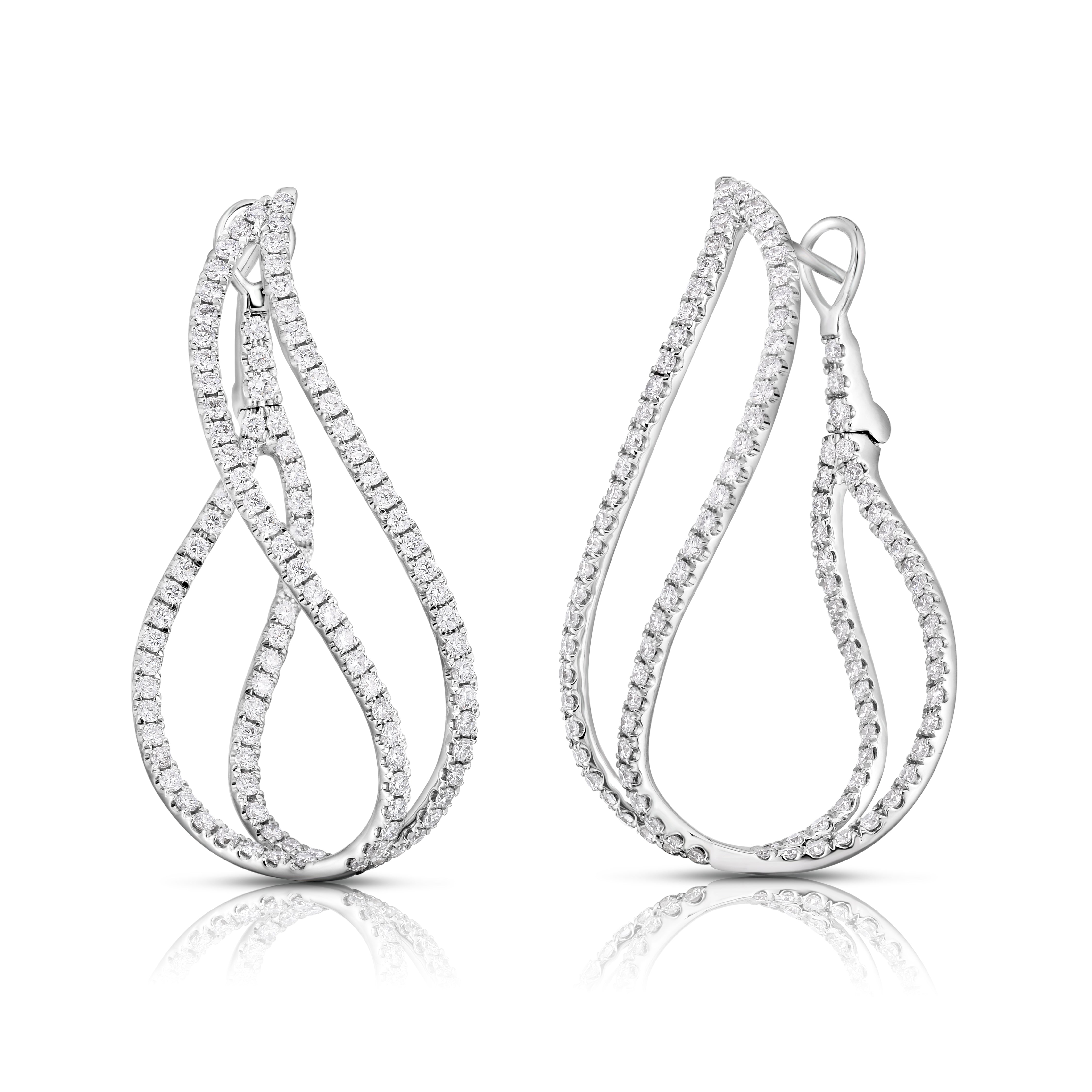 18K WHITE GOLD DIAMOND CLASSIC TWIST EARRINGS