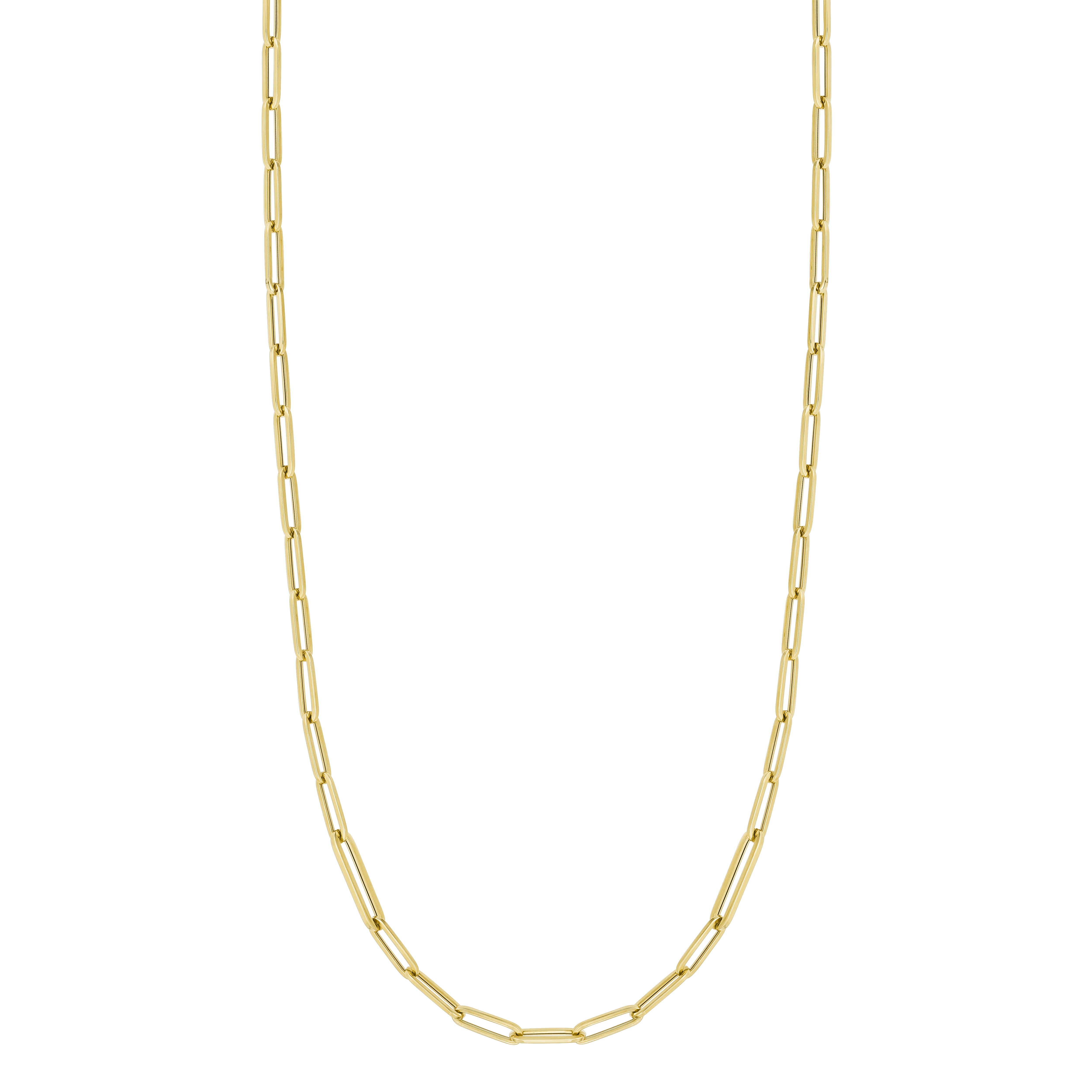 18K YELLOW DESIGNER GOLD ALTERNATING SIZE PAPERCLIP LINK NECKLACE