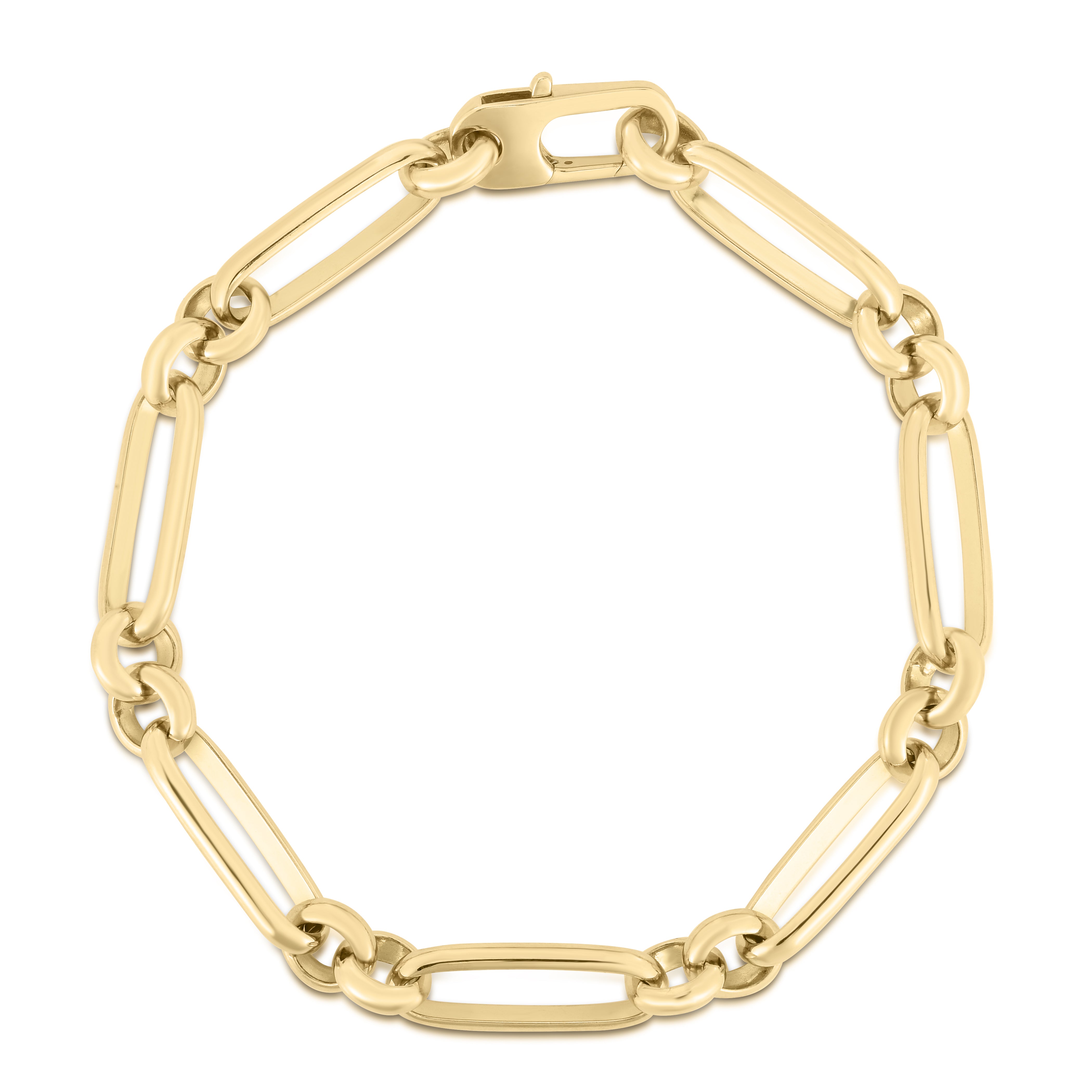 18K YELLOW DESIGNER GOLD MIXED LINK BRACELET