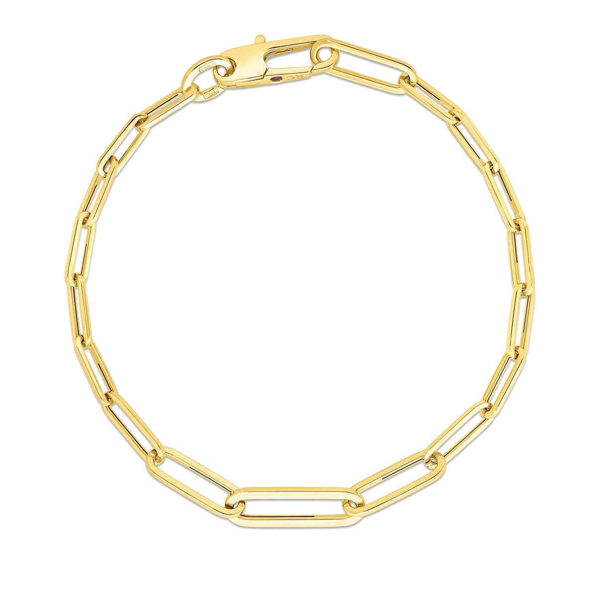 18K YELLOW DESIGNER GOLD GRADUATING SIZE PAPERCLIP BRACELET