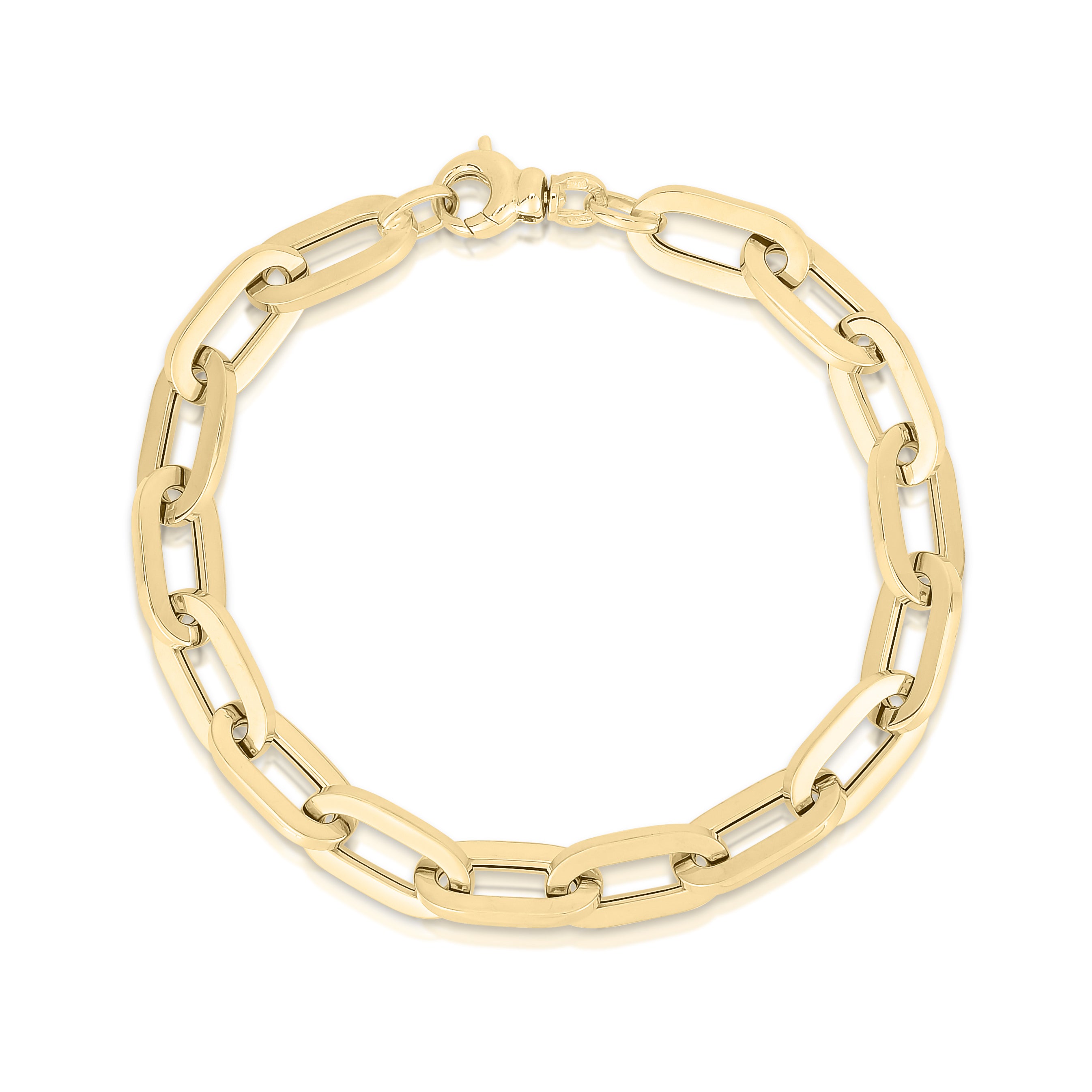 18K YELLOW DESIGNER GOLD HEAVY GAUGE PAPERCLIP LINK BRACELET