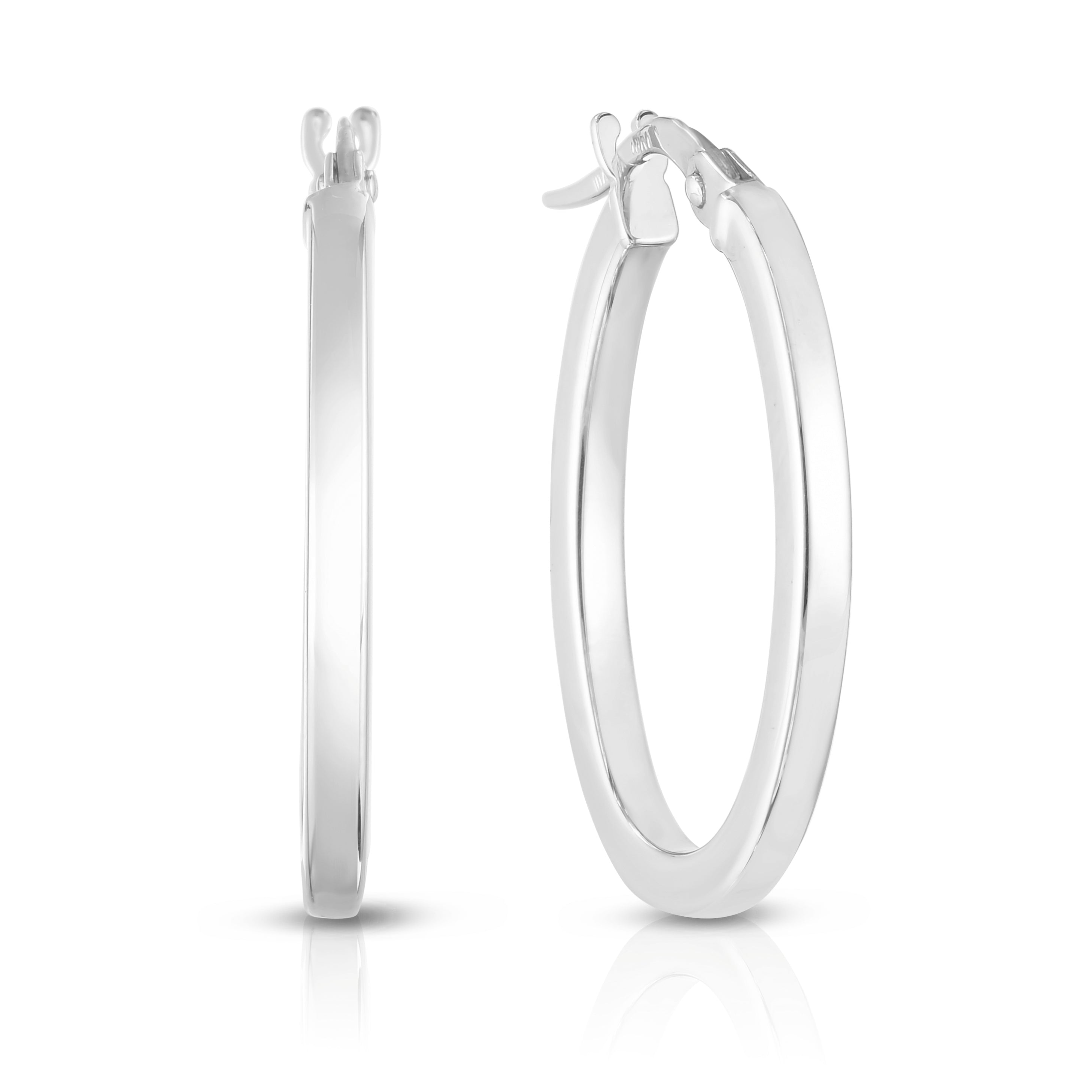 18K WHITE GOLD THE PERFECT HOOP® PETITE SQUARE EDGED OVAL EARRINGS