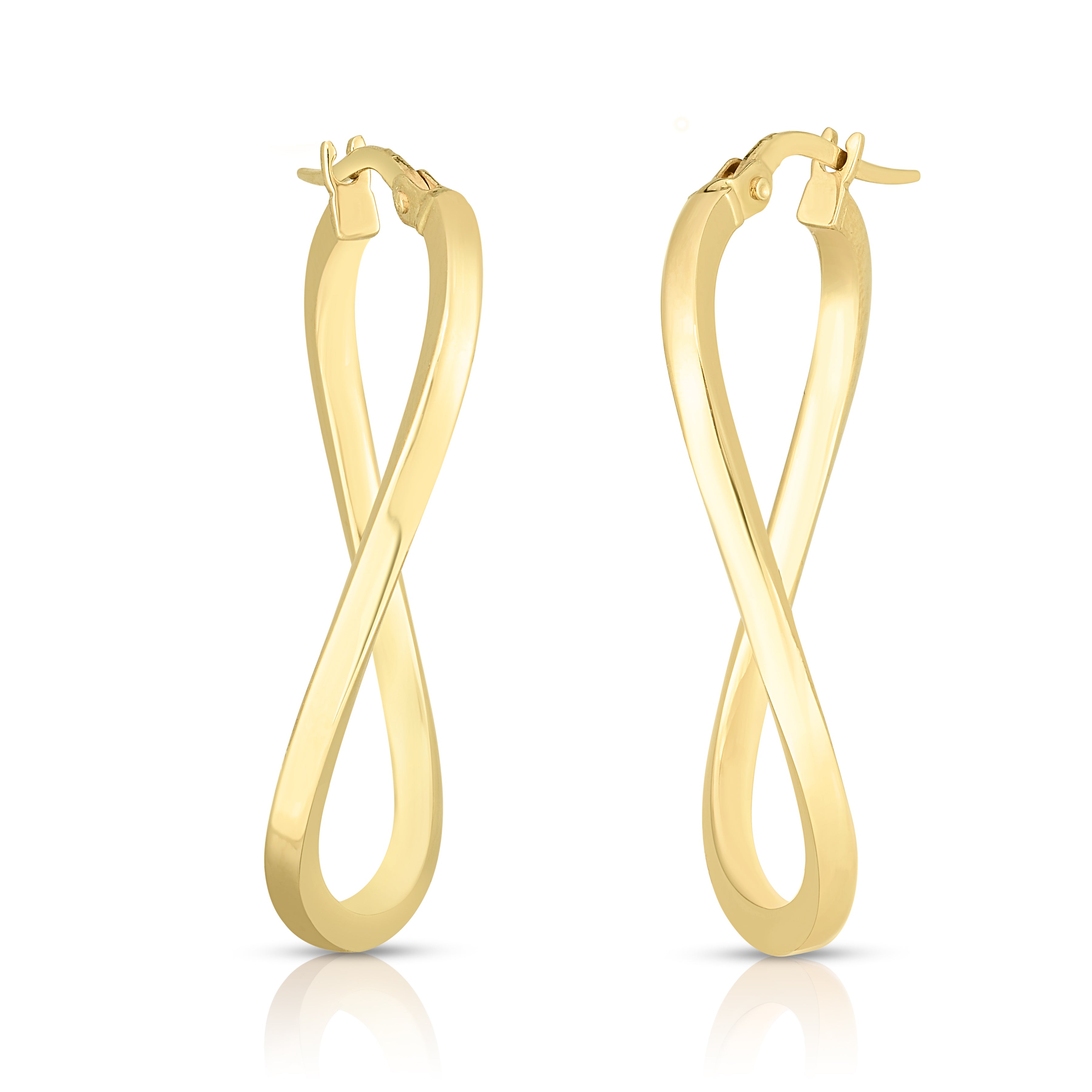 18K YELLOW DESINGER GOLD TWIST HOOP EARRINGS