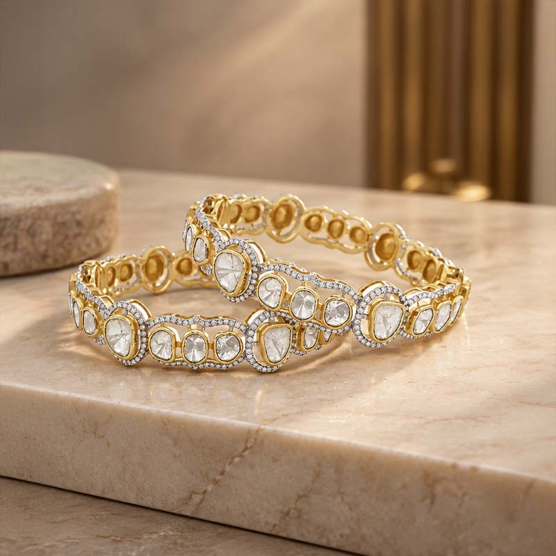 Set of uncut Diamond Bangles