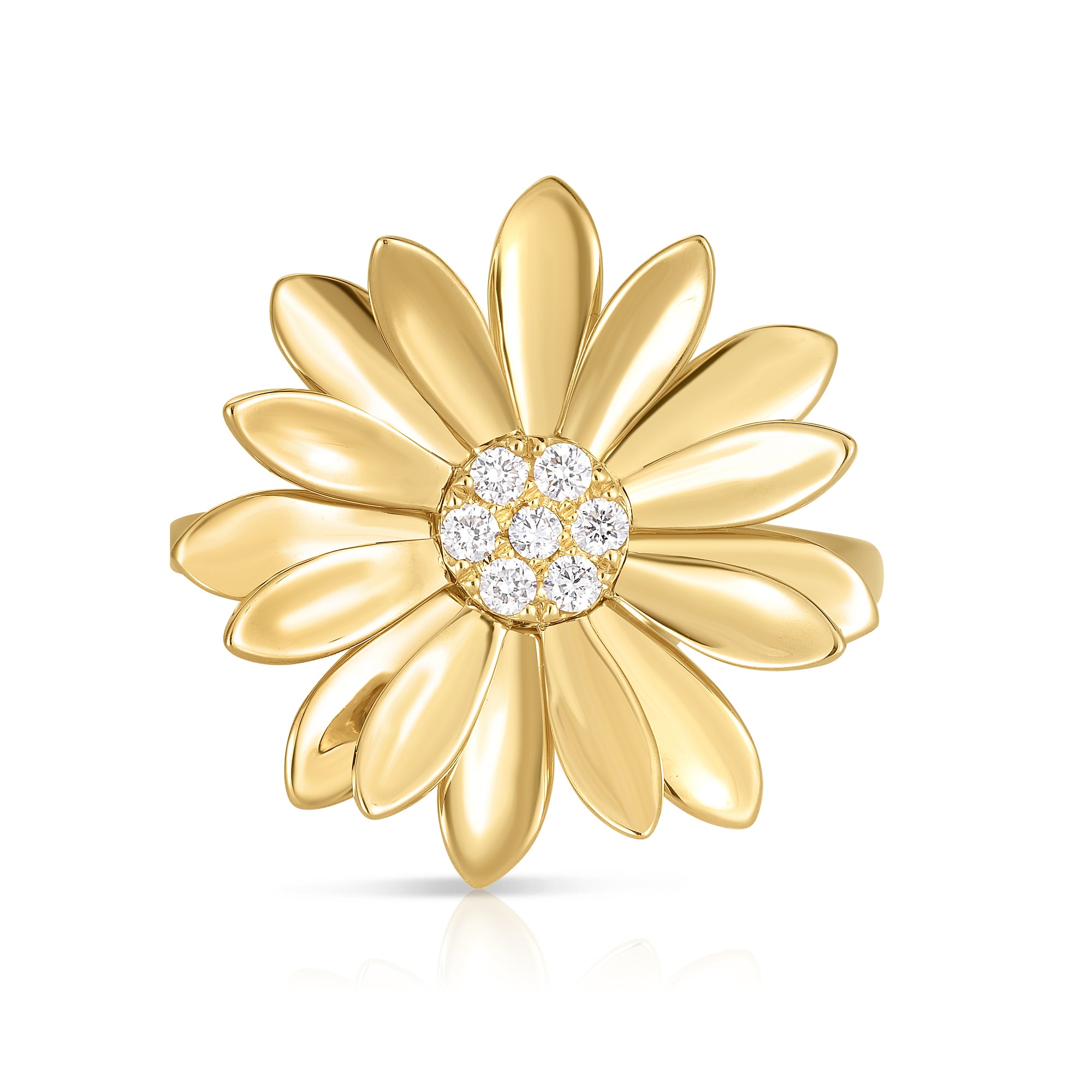 18K YELLOW GOLD MARGHERITA DIAMOND FLOWER RING