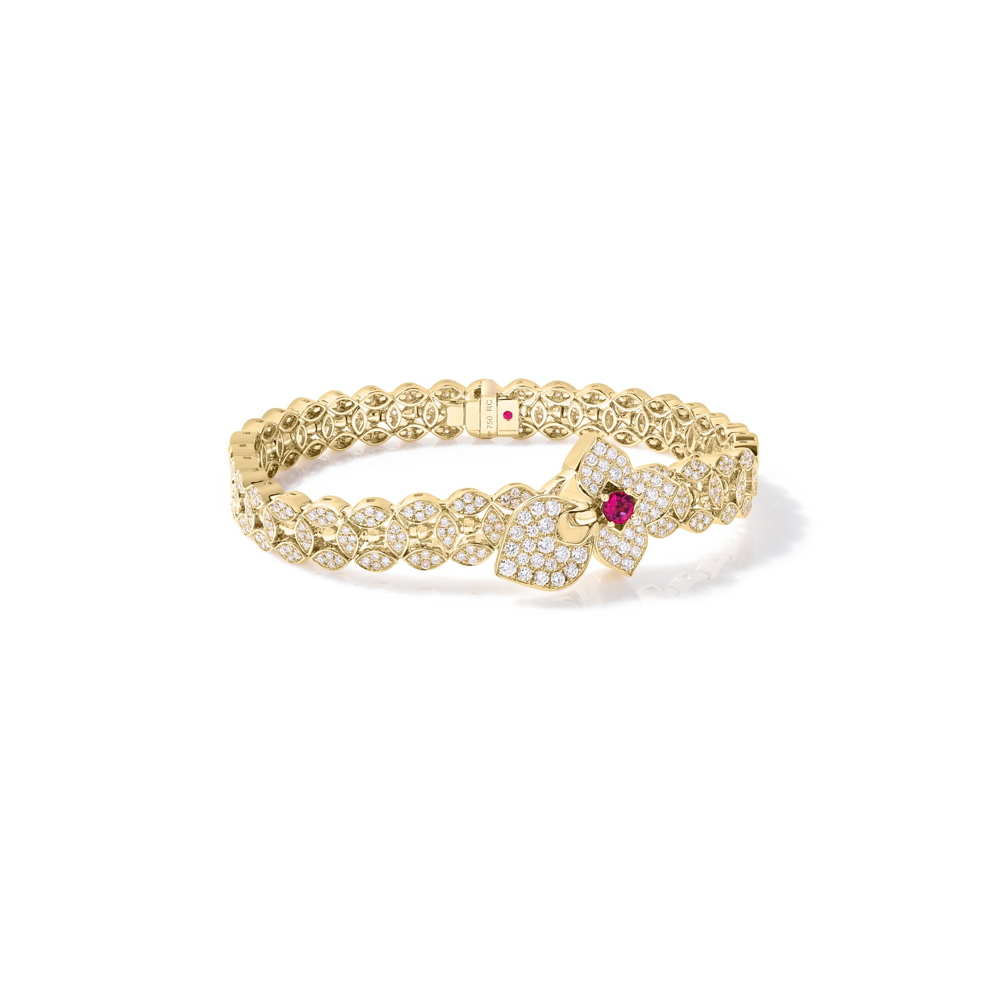 18K YELLOW GOLD VENETIAN PRINCESS DIAMOND & RUBELLITE BRACELET