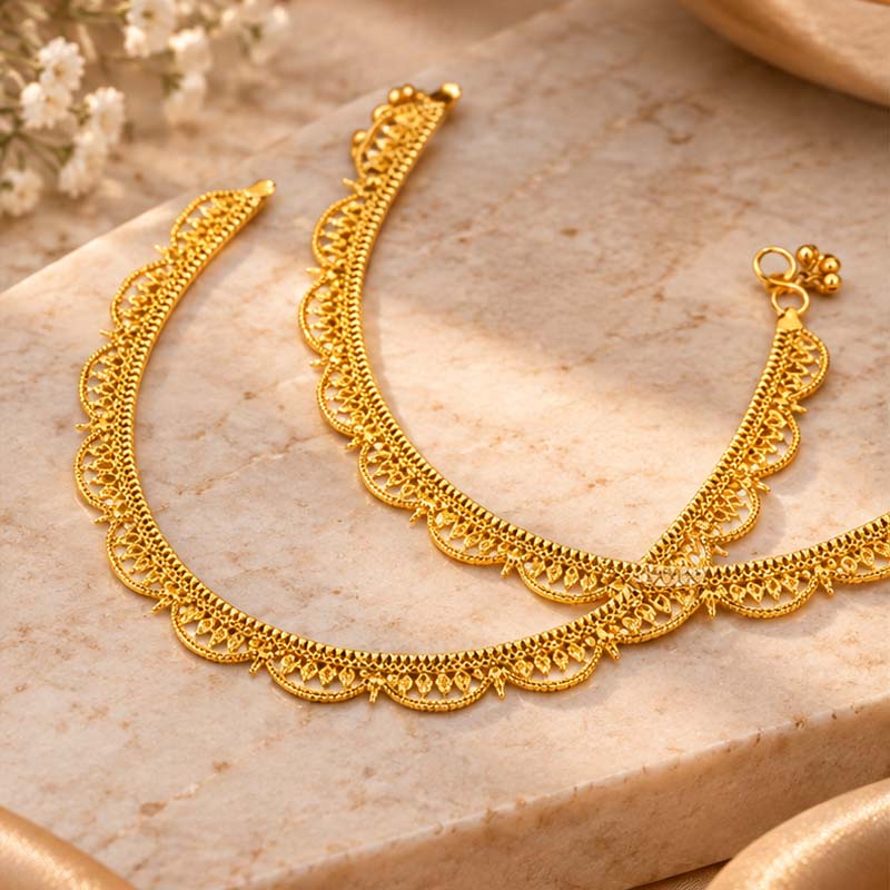 Cascading Yellow Gold Anklets