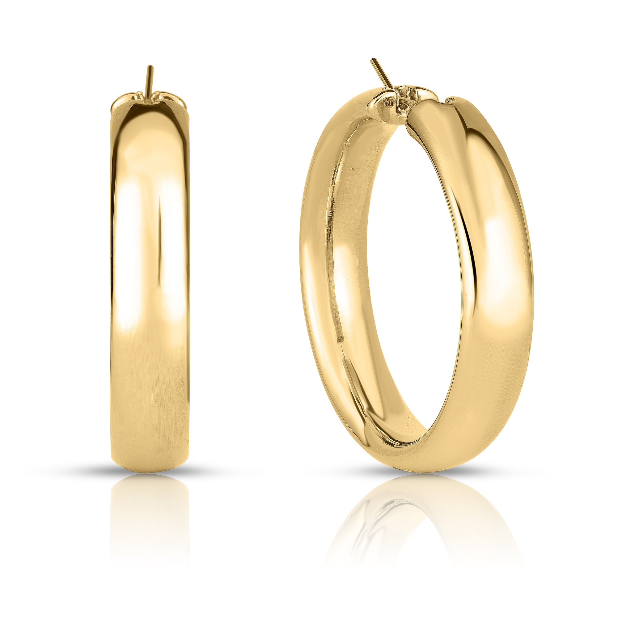 18K YELLOW DESIGNER GOLD WIDE HOOP EARRINGS