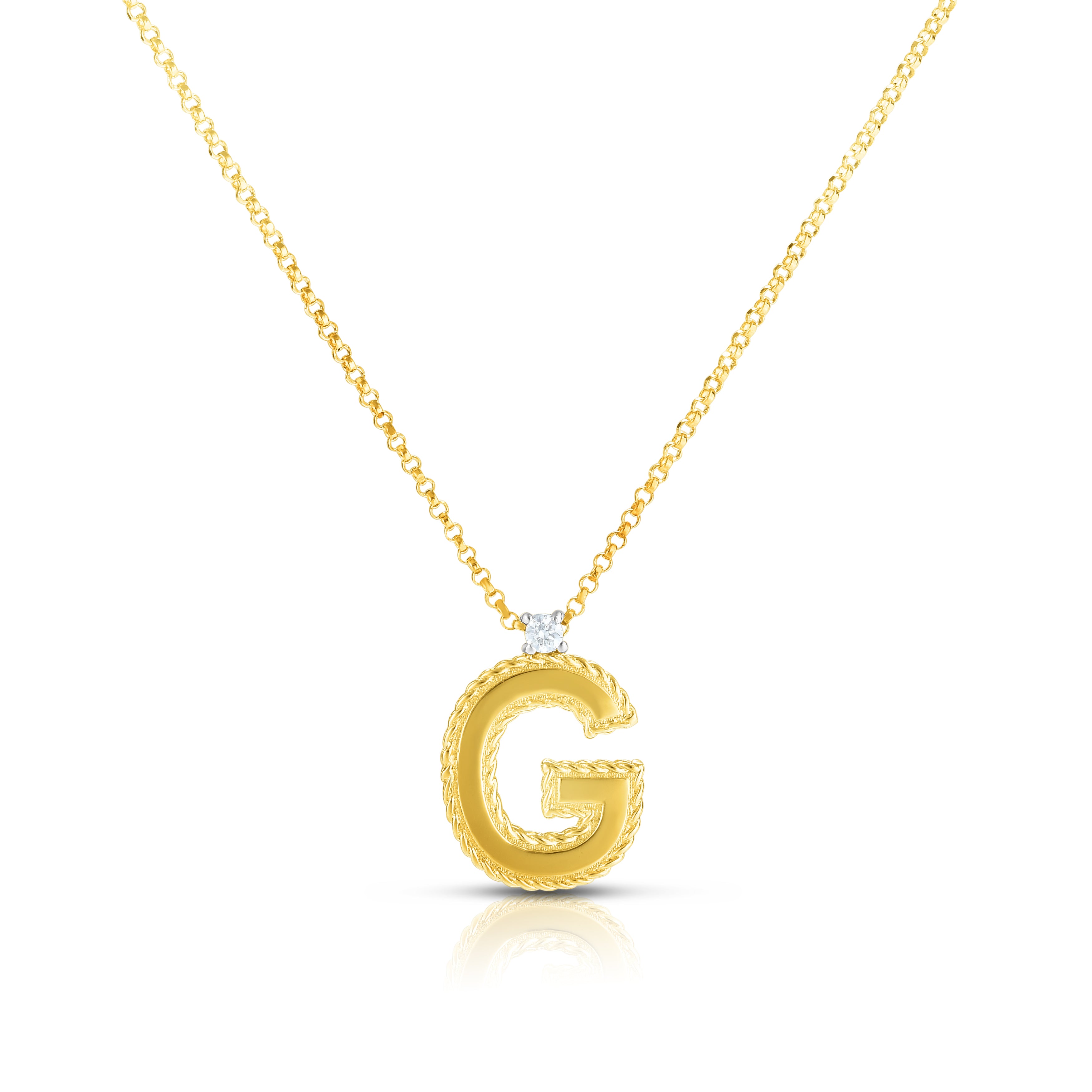 18K YELLOW GOLD PRINCESS BLOCK LETTER "G" NECKLACE