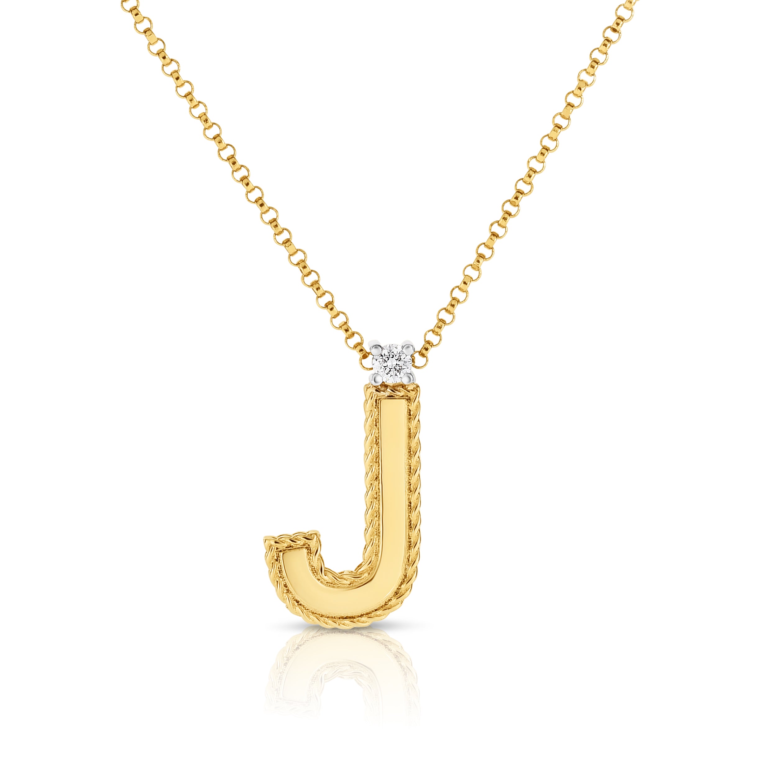 18K YELLOW GOLD PRINCESS BLOCK LETTER "J" NECKLACE