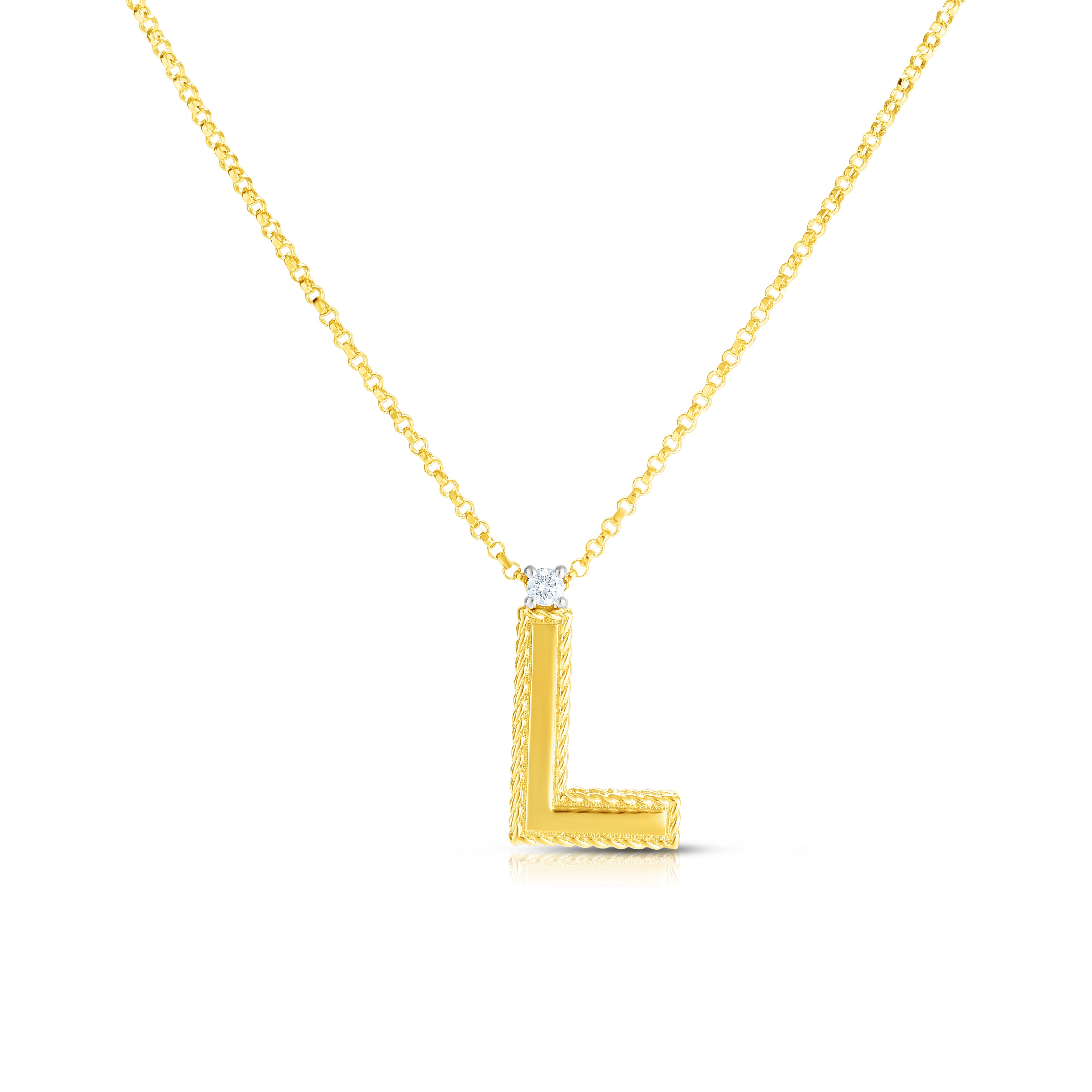 18K YELLOW GOLD PRINCESS BLOCK LETTER "L" NECKLACE