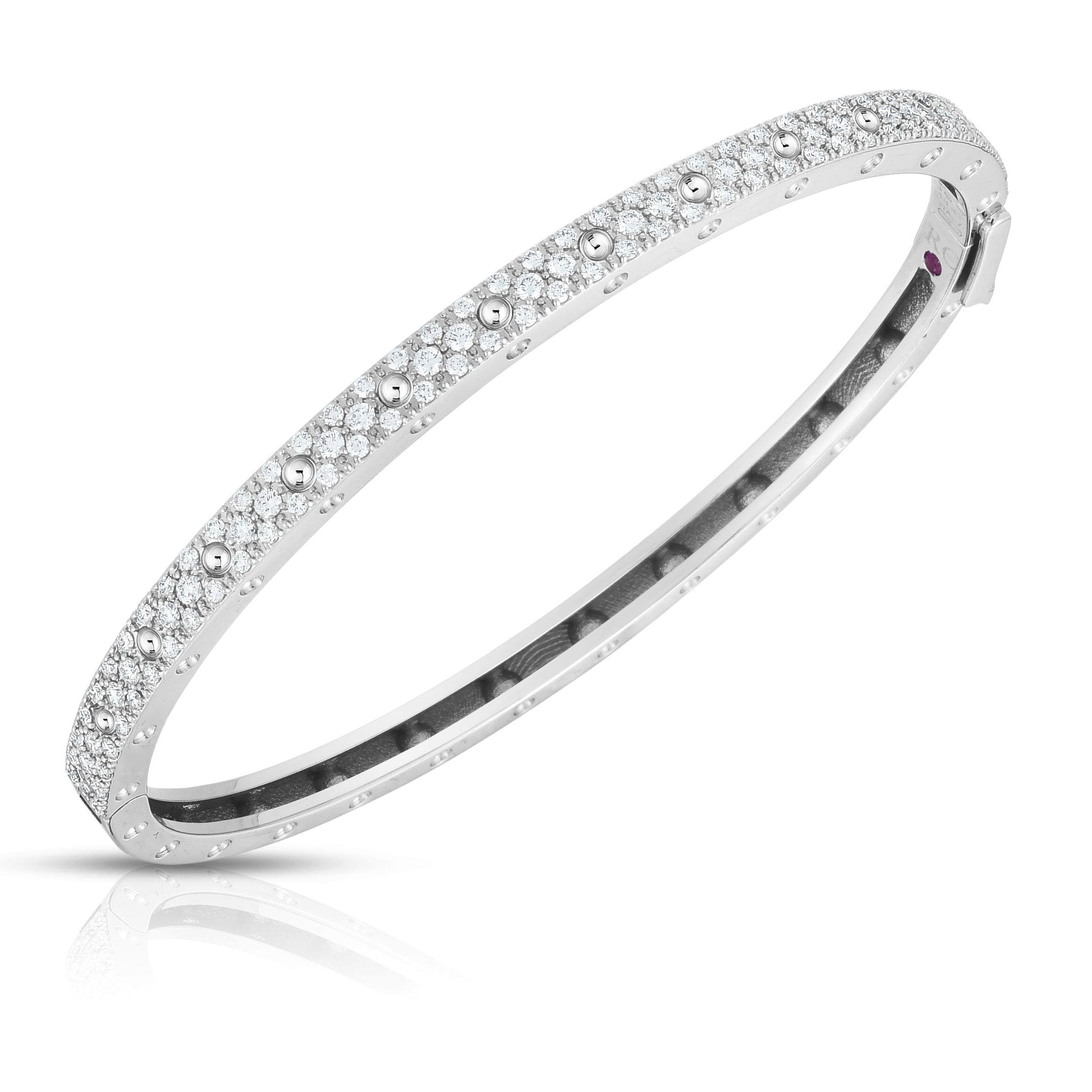 18K WHITE GOLD POIS MOIS PAVE OVAL BANGLE