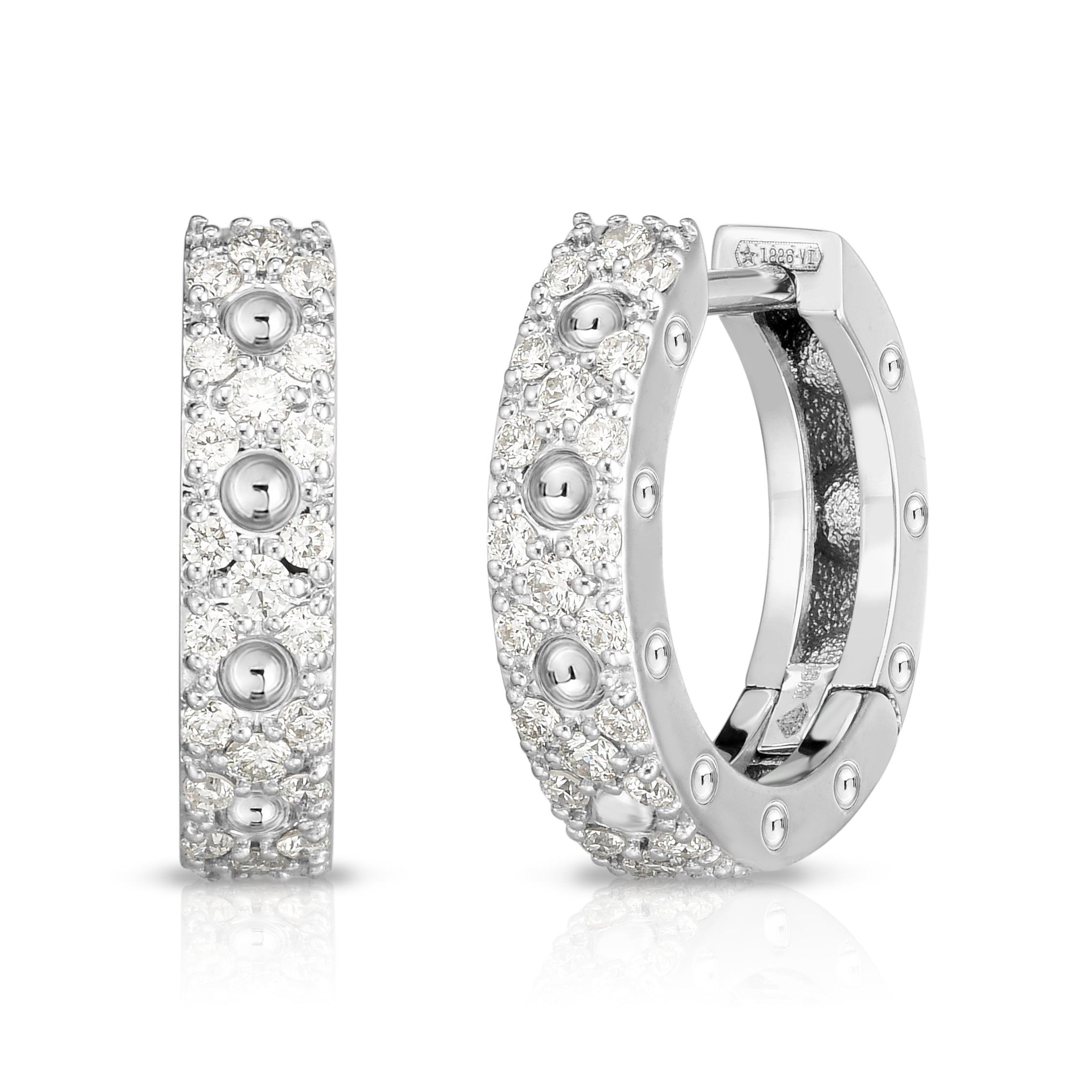 18K WHITE GOLD POIS MOI DIAMOND HOOP EARRINGS