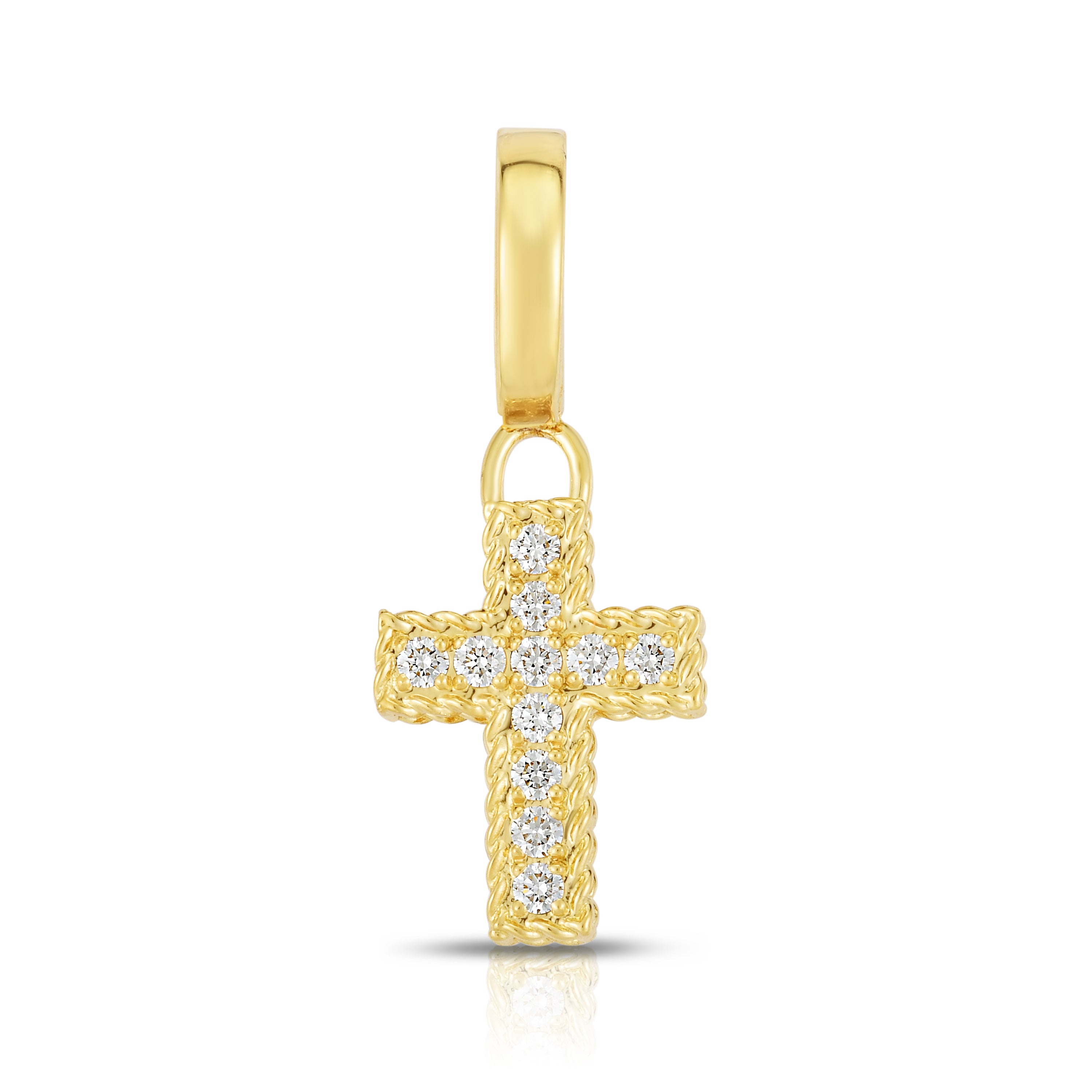 18K YELLOW GOLD PRINCESS DIAMOND CROSS CHARM