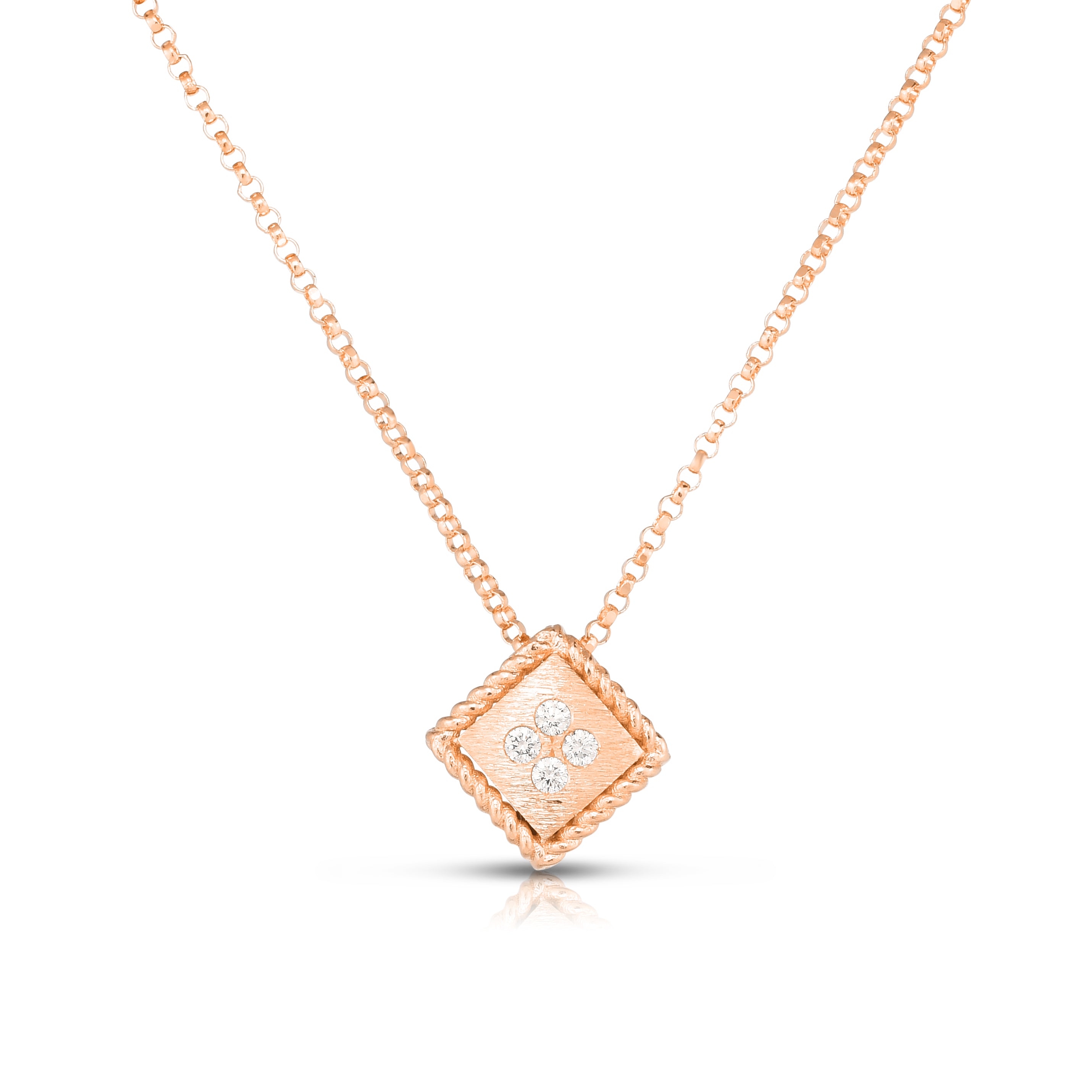 18K ROSE GOLD PALAZZO DUCALE DIAMOND ACCENT & SATIN FINISH SMALL NECKLACE