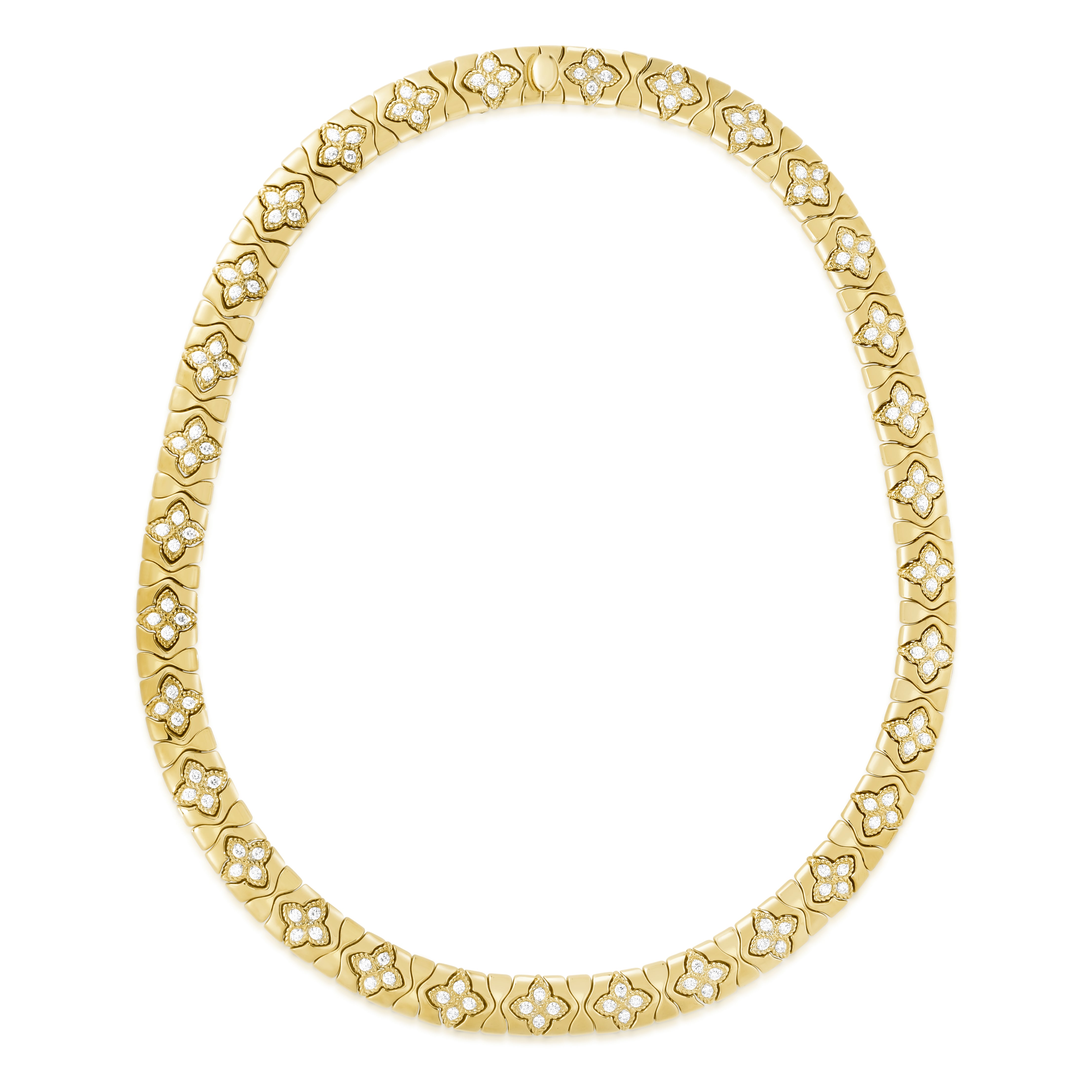 18K YELLOW/WHITE GOLD ROYAL PRINCESS FLOWER DIAMOND COLLAR NECKLACE