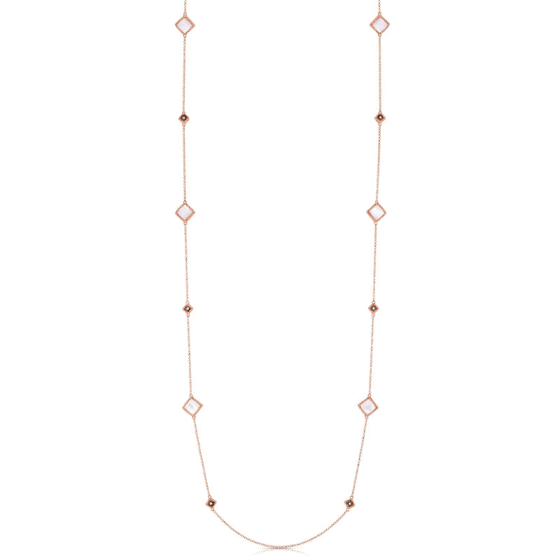 18K ROSE GOLD PALAZZO DUCALE DIAMOND & MOTHER OF PEARL STATION LONG NECKALCE