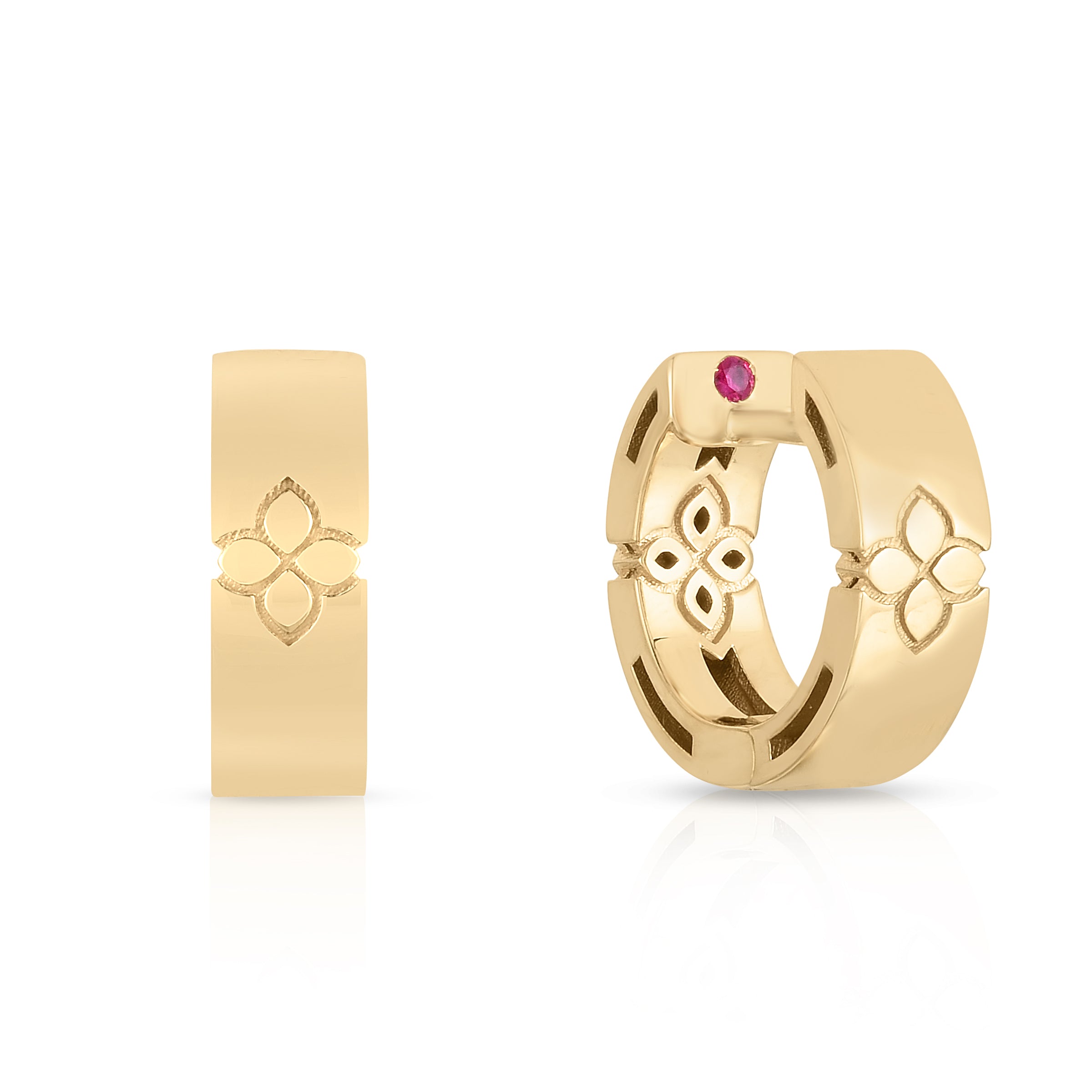 18K YELLOW GOLD LOVE IN VERONA ETCHED FLOWER EARRINGS