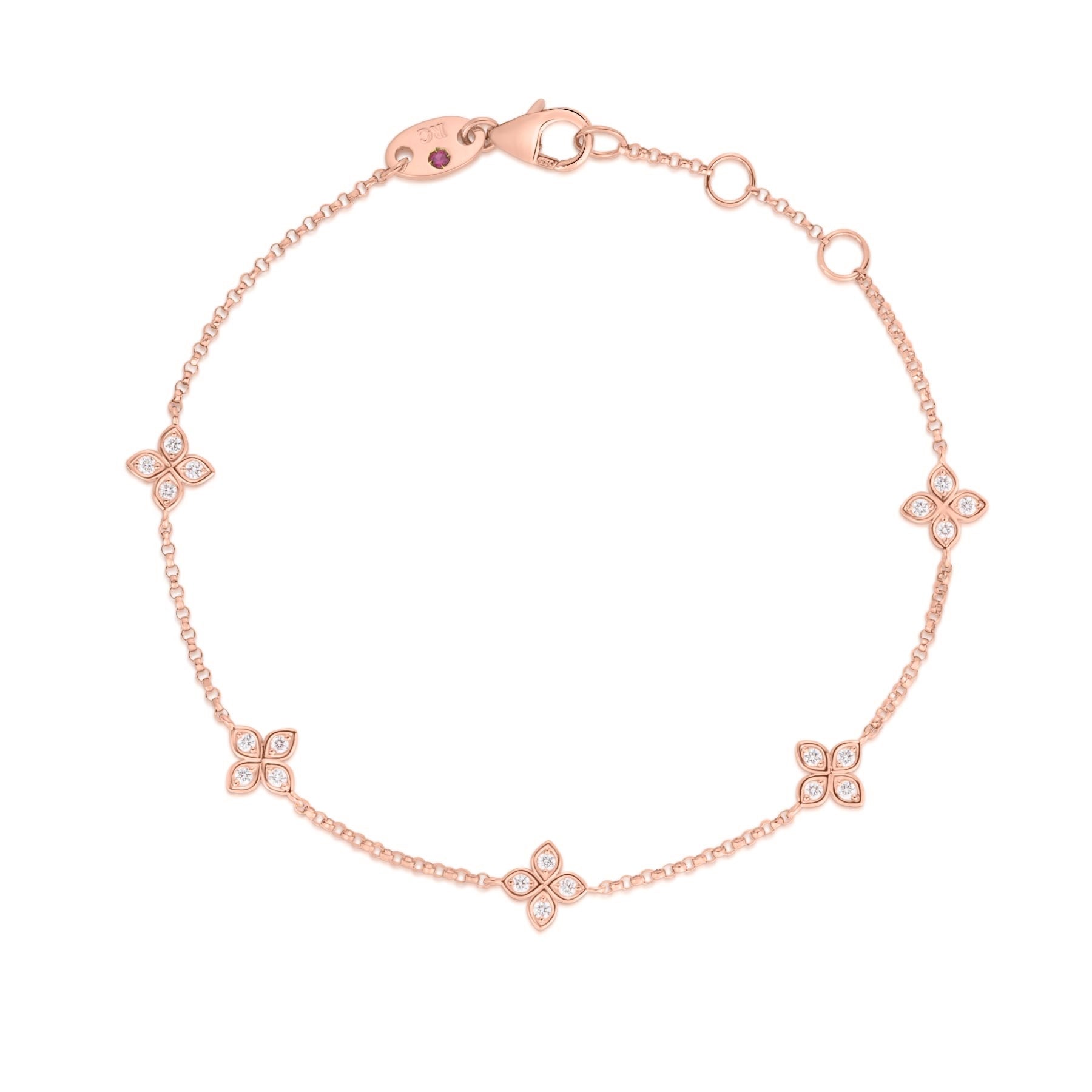 18K ROSE GOLD LOVE BY THE INCH FIVE STATION FLOWER BRACELET