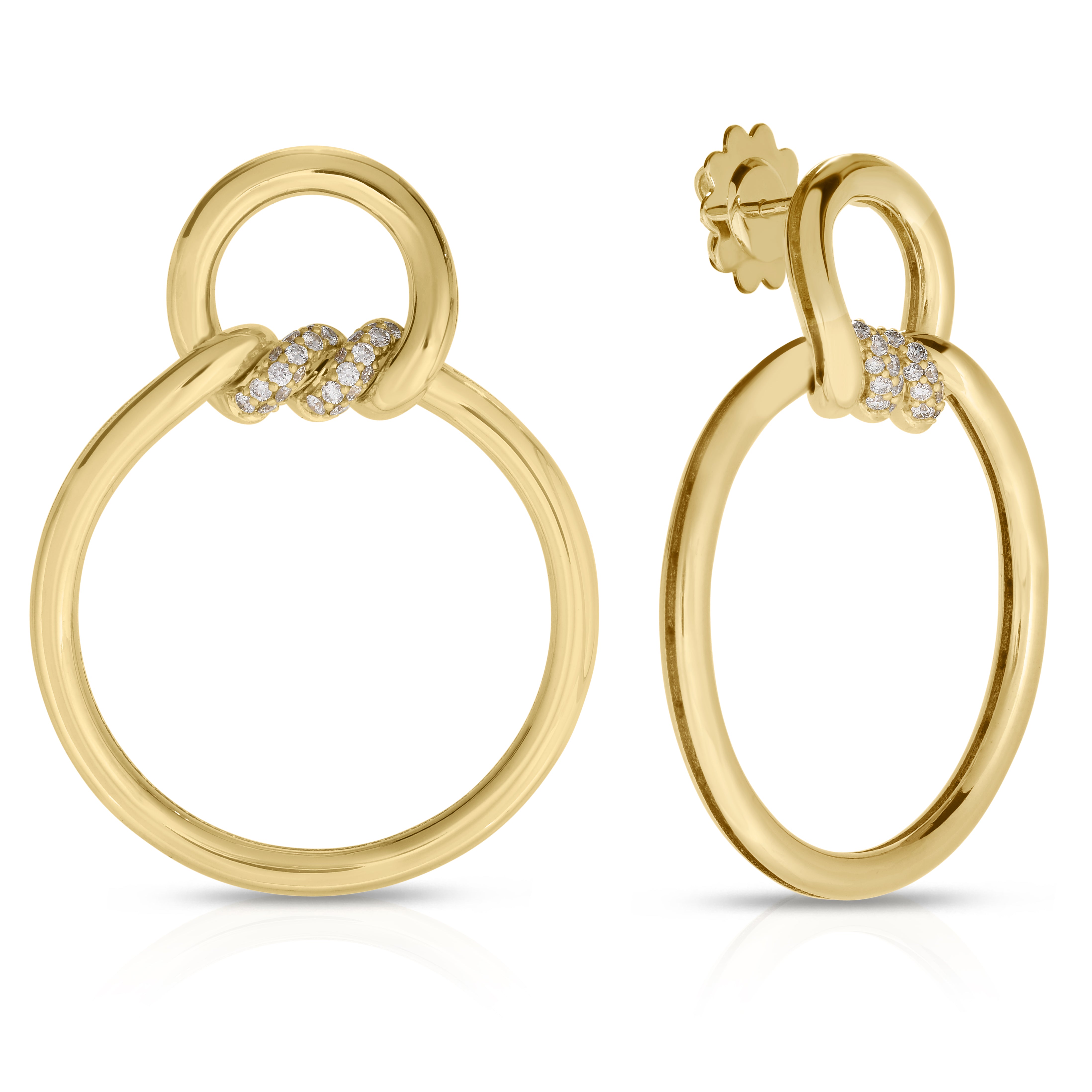 18K YELLOW CIALOMA DIAMOND ACCENT ROUND DOORKNOCKER EARRINGS