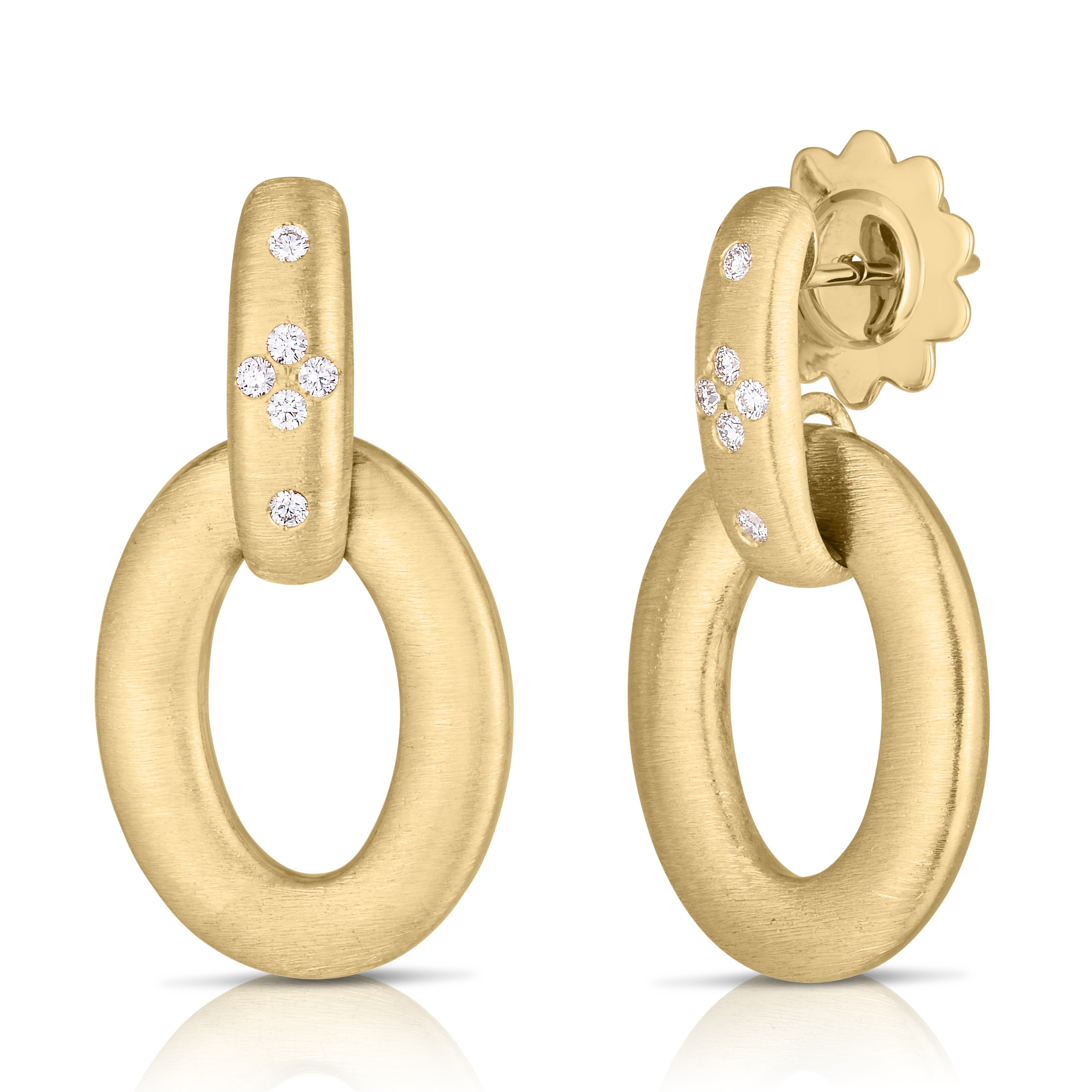 18K YELLOW GOLD DUCHESSA DIAMOND & SATIN FINISH DOOR KNOCKER EARRINGS