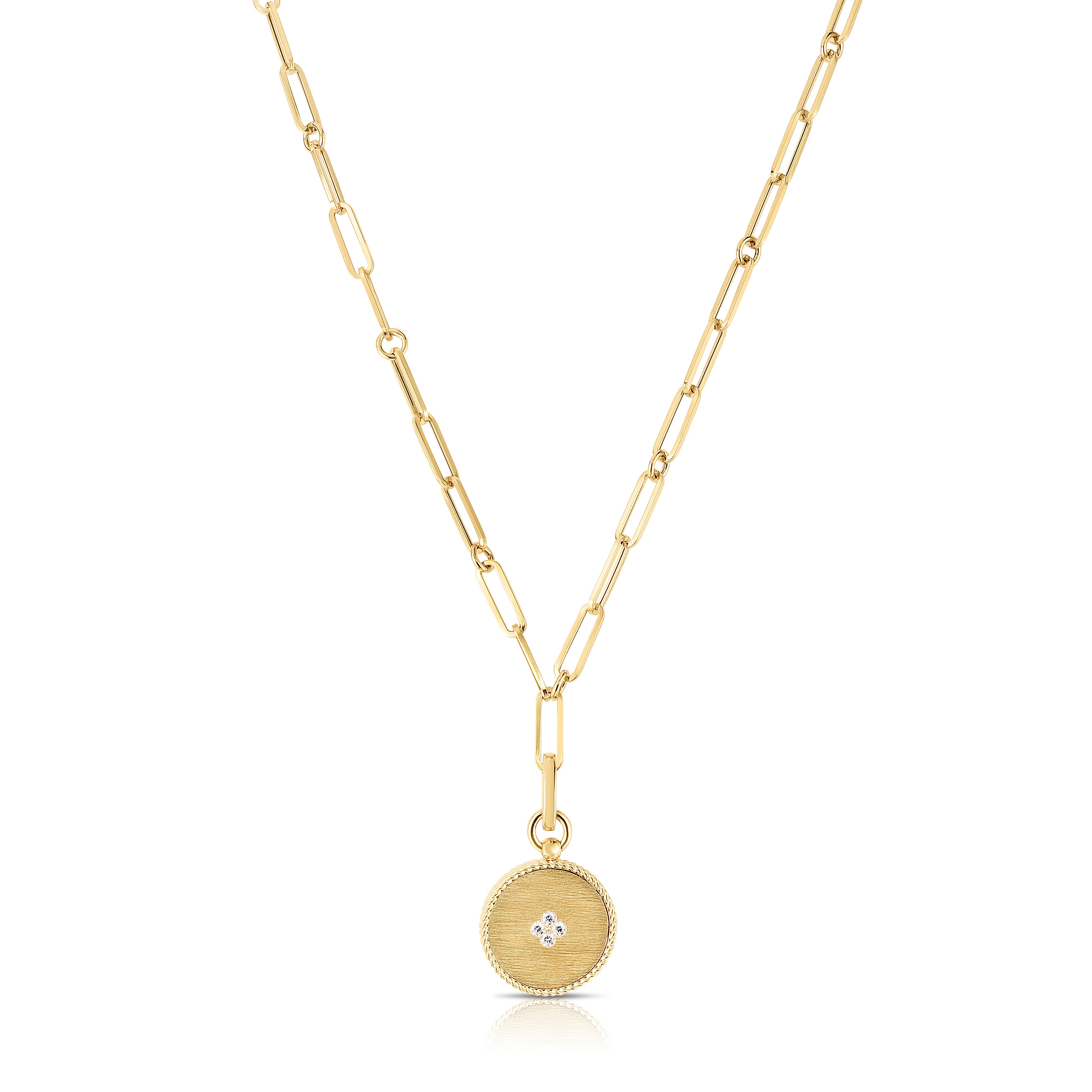 18K YELLOW GOLD VENETIAN PRINCESS SMALL DIAMOND & MOP MEDALLION NECKLACE