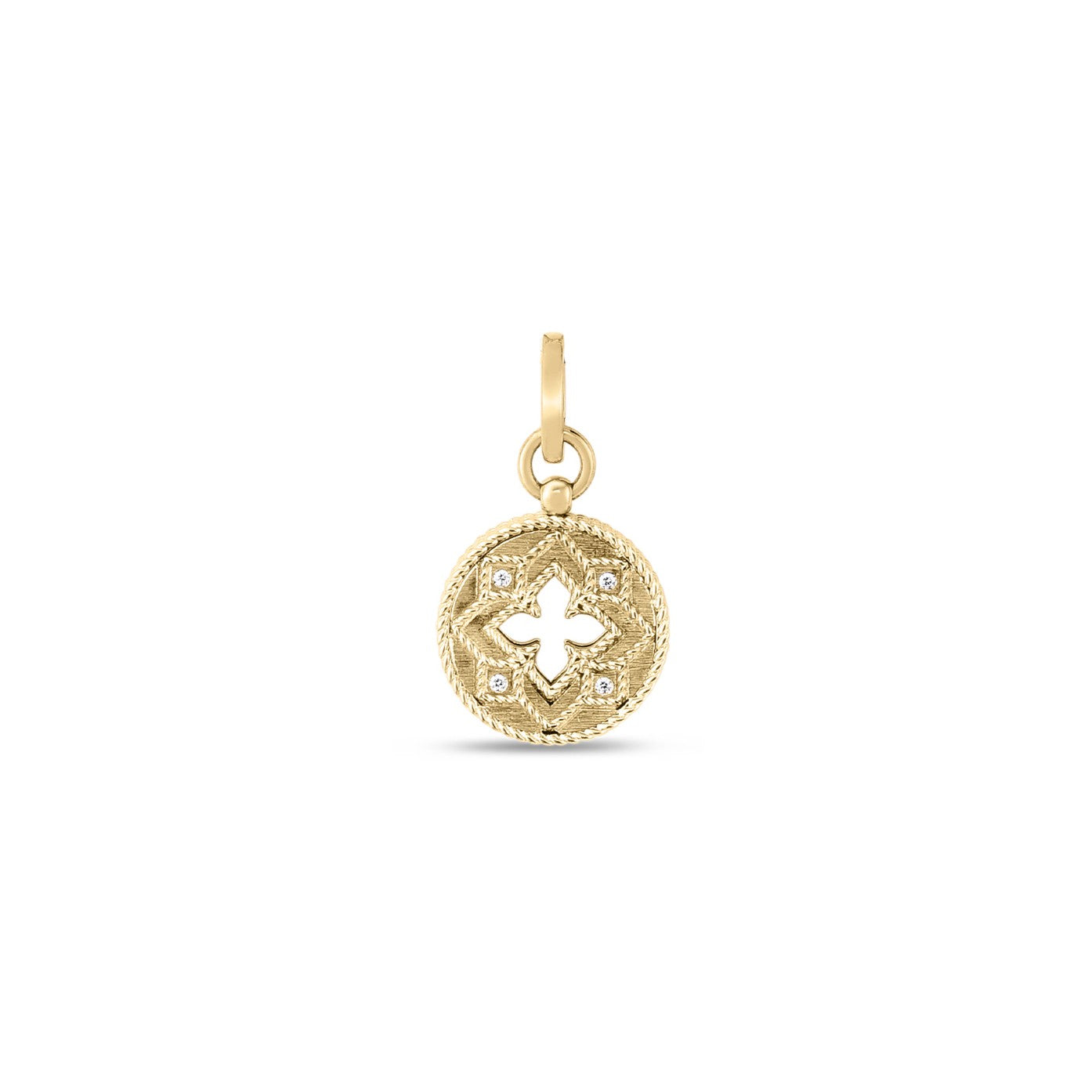18K YELLOW GOLD VENETIAN PRINCESS SMALL DIAMOND CUTOUT MEDALLION PENDANT
