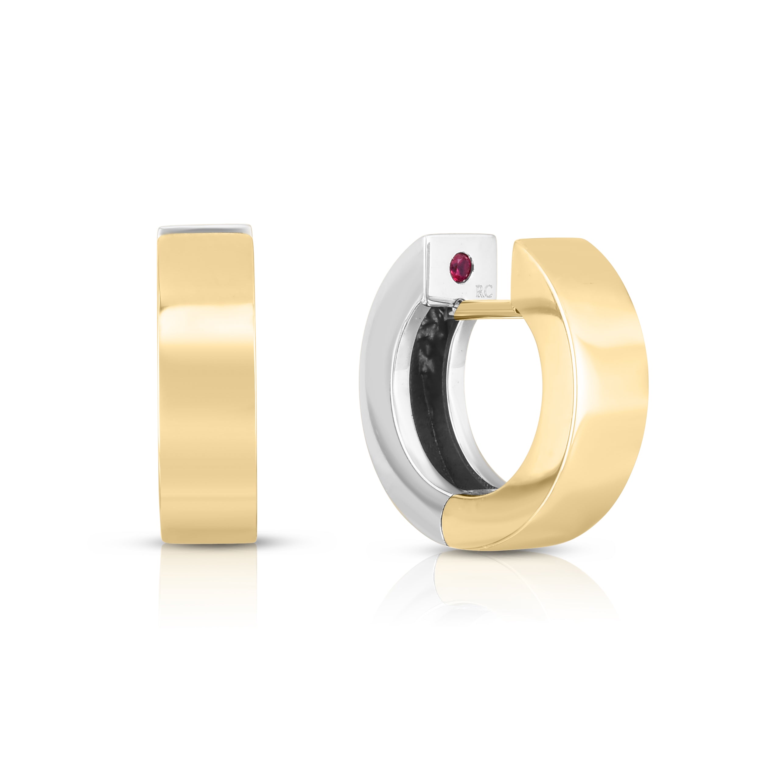 18K YELLOW/WHITE GOLD THE PERFECT HOOP® SPLIT COLOR EARRINGS
